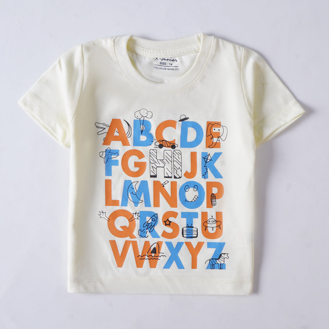 Infant Boys Half Sleeves-Printed T-Shirt (ABC)