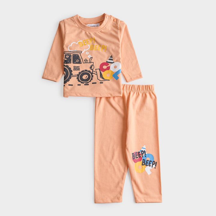 Infant boys 2 piece suit top and trouser - light orange