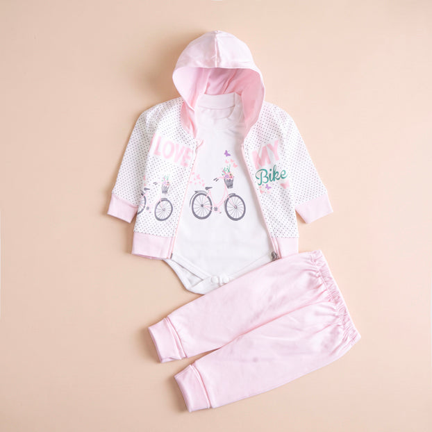 Infant Girls 3 Pcs Suit – Pink, Green, Peach & Yellow Winter Set (3-6 Months)