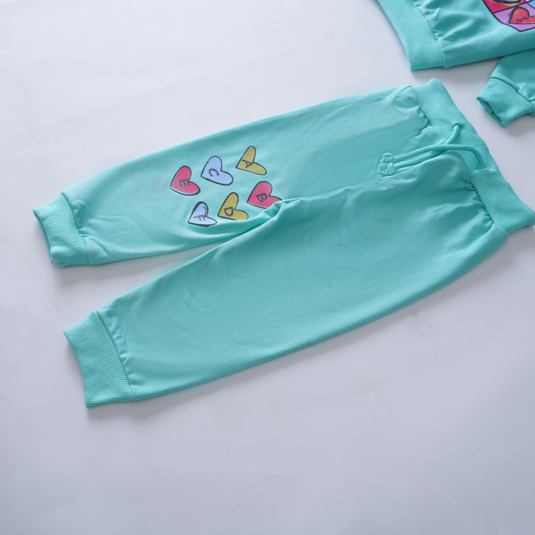 Girls Terry Printed Full Sleeve Suit