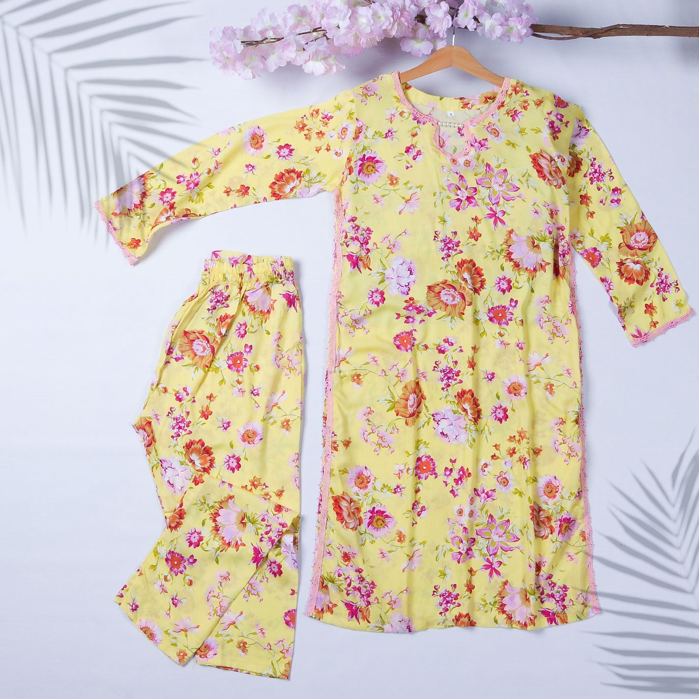 Women's 2Pcs Printed Suit Color Lemon