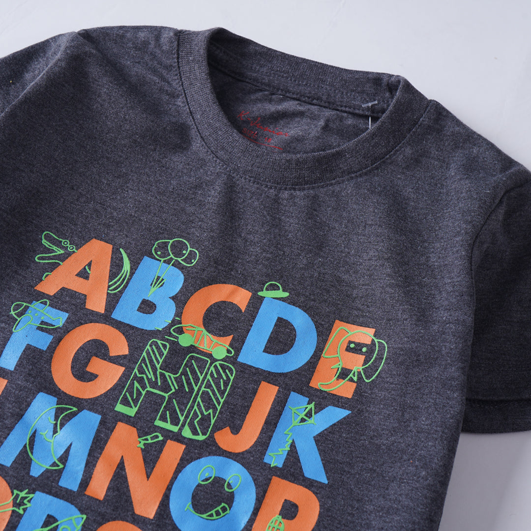 Infant Boys Half Sleeves-Printed T-Shirt (ABC)