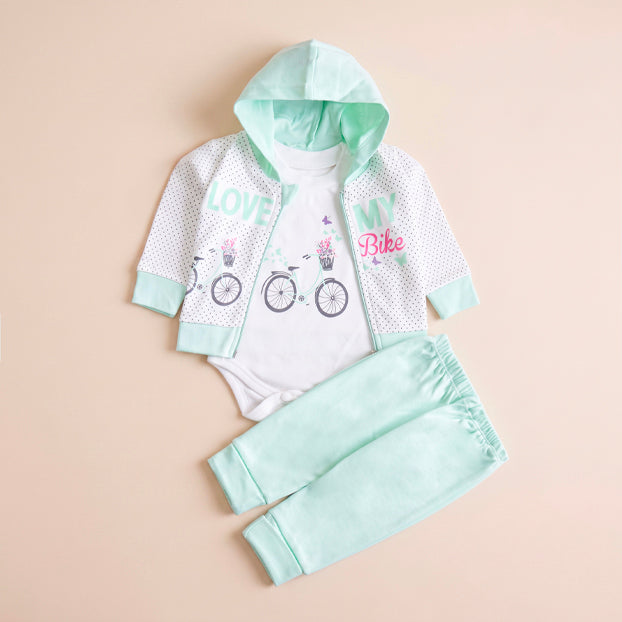Infant Girls 3 Pcs Suit – Pink, Green, Peach & Yellow Winter Set (3-6 Months)