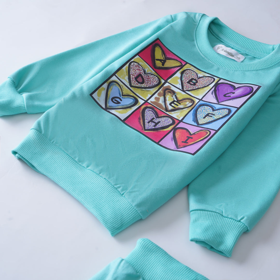 Girls Terry Printed Full Sleeve Suit