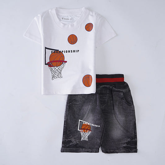 Boys Half Sleeves 2 Piece Suit (Basket-Ball)