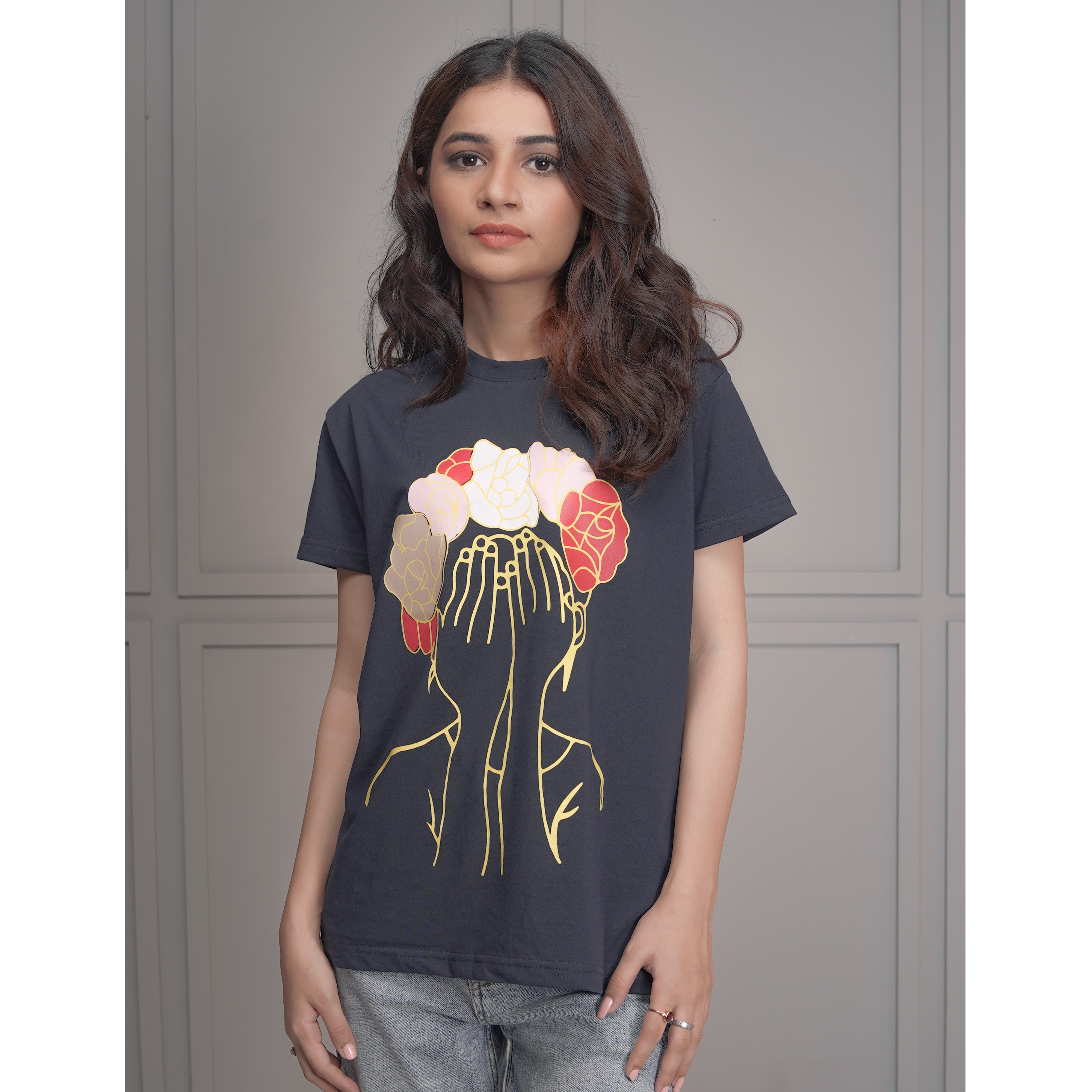 Women's Half Sleeve T-Shirt (Flower)