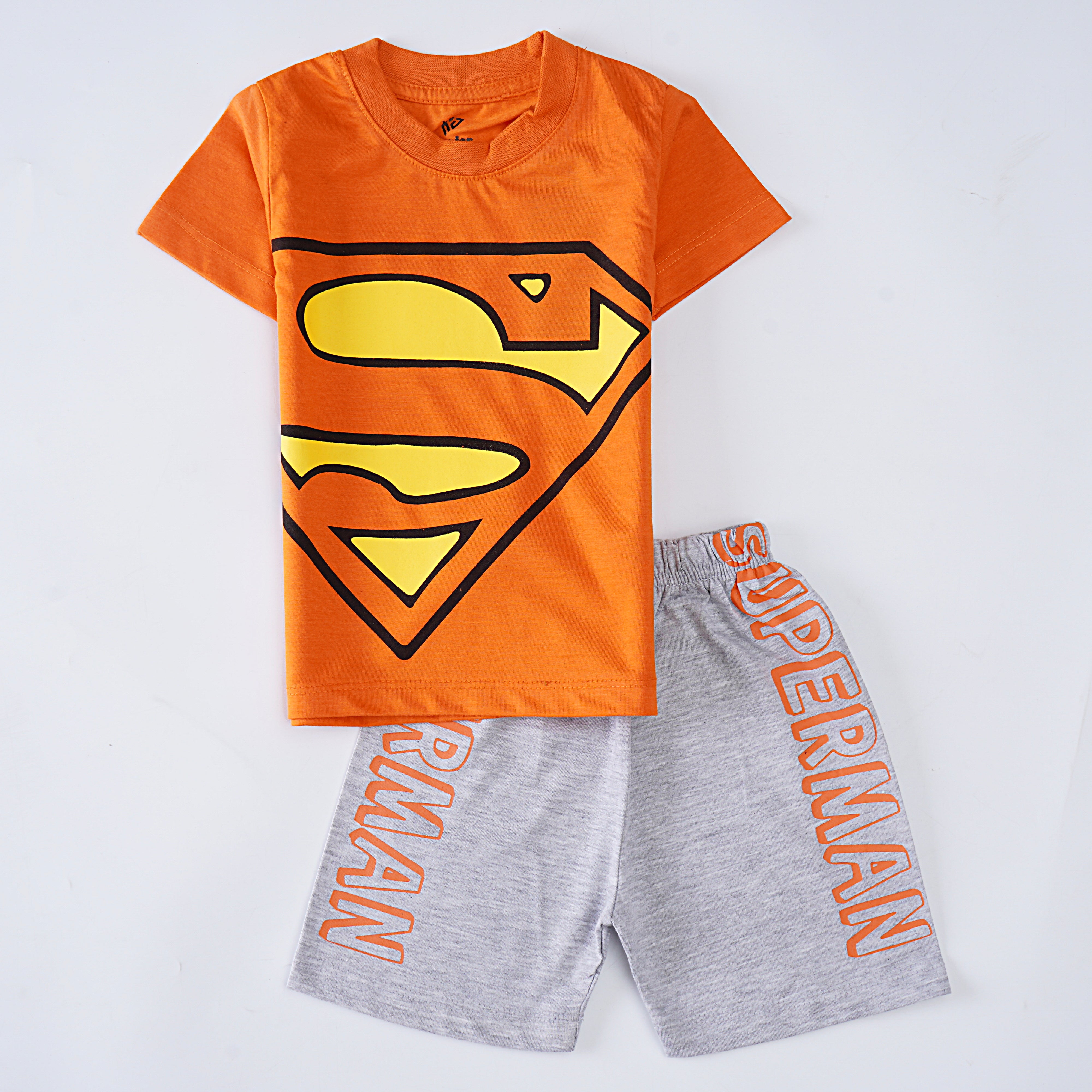 Boys Half Sleeves 2 Piece Suit (Super man)