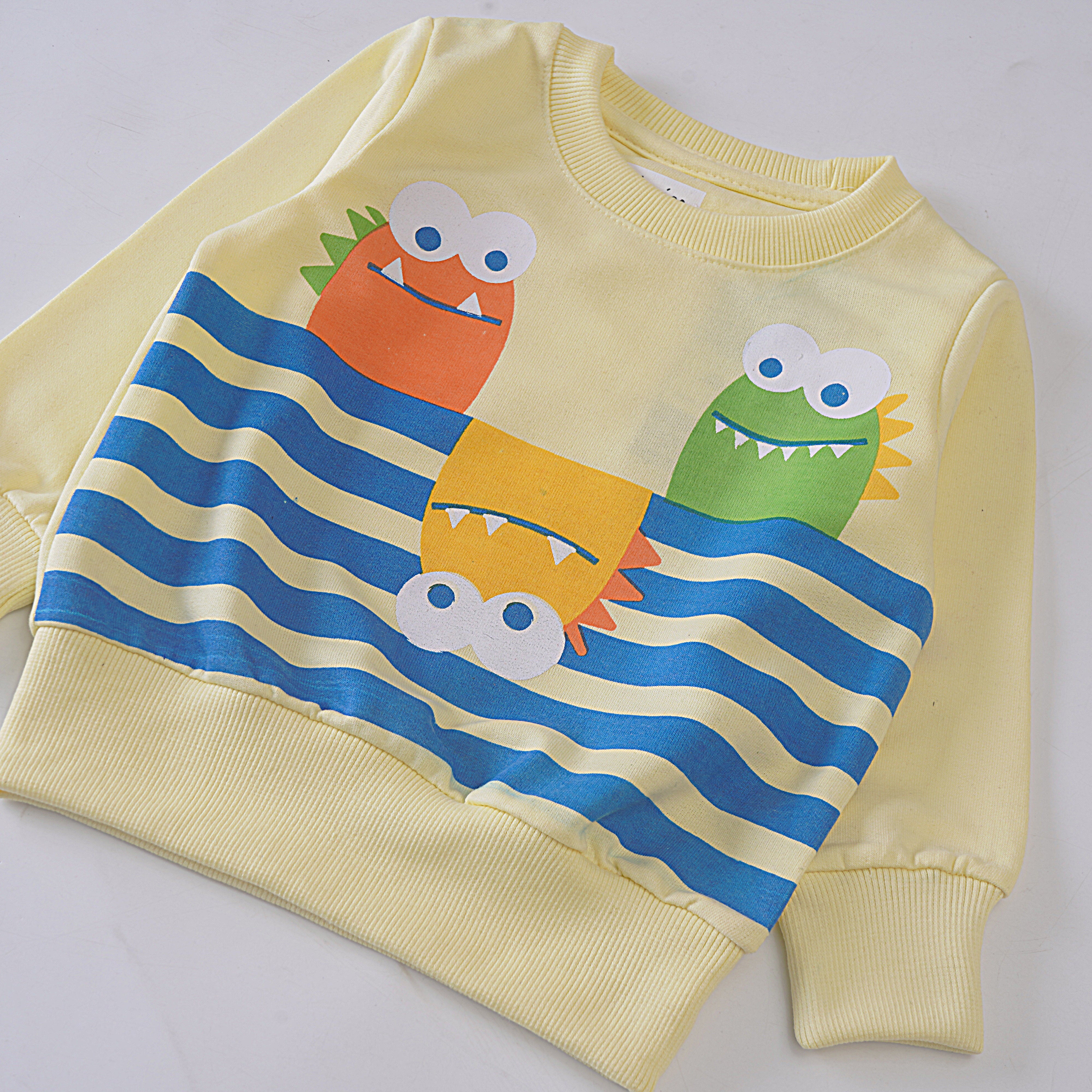 Boys Printed Full Sleeve Sweat T-Shirt (Monster)