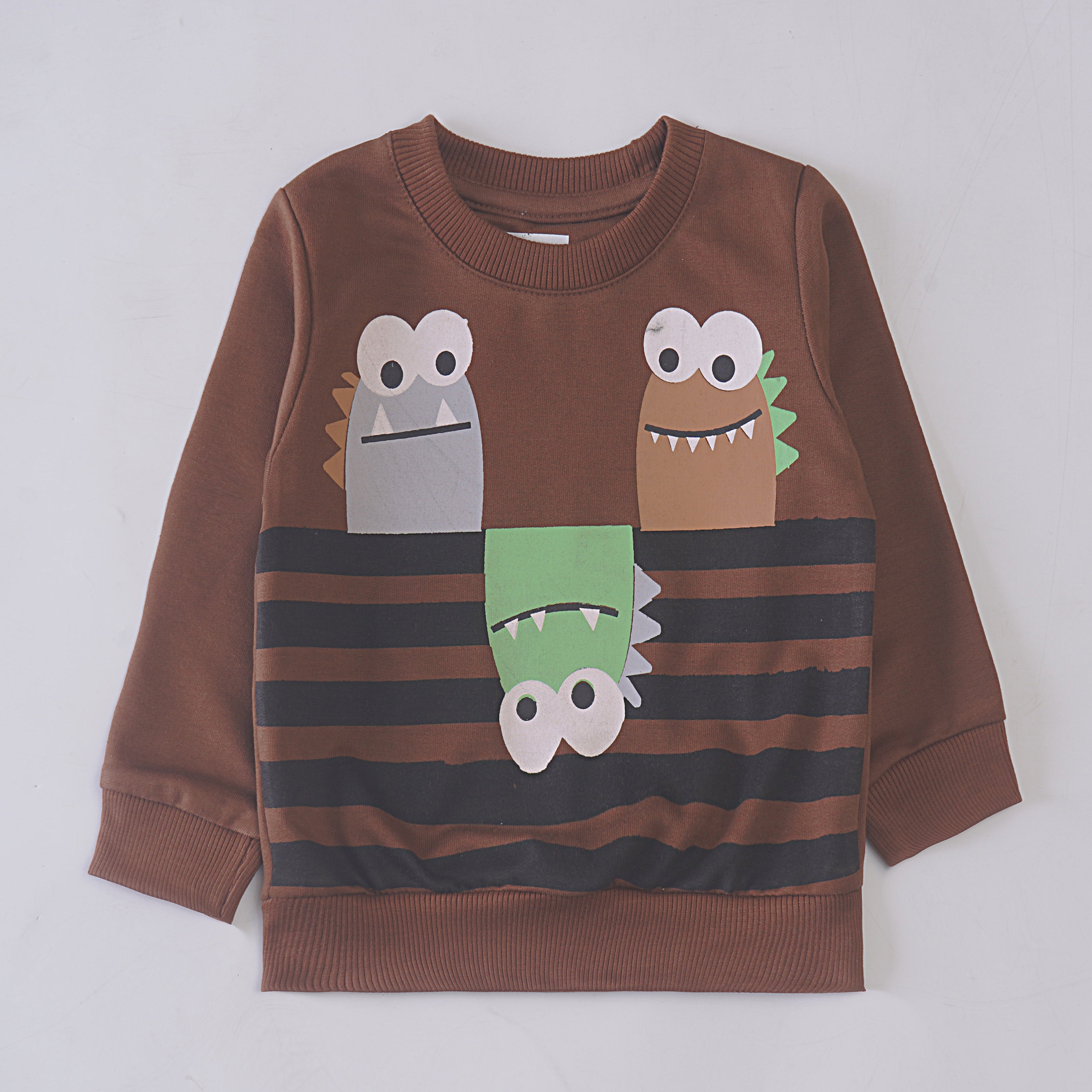 Boys Printed Full Sleeve Sweat T-Shirt (Monster)