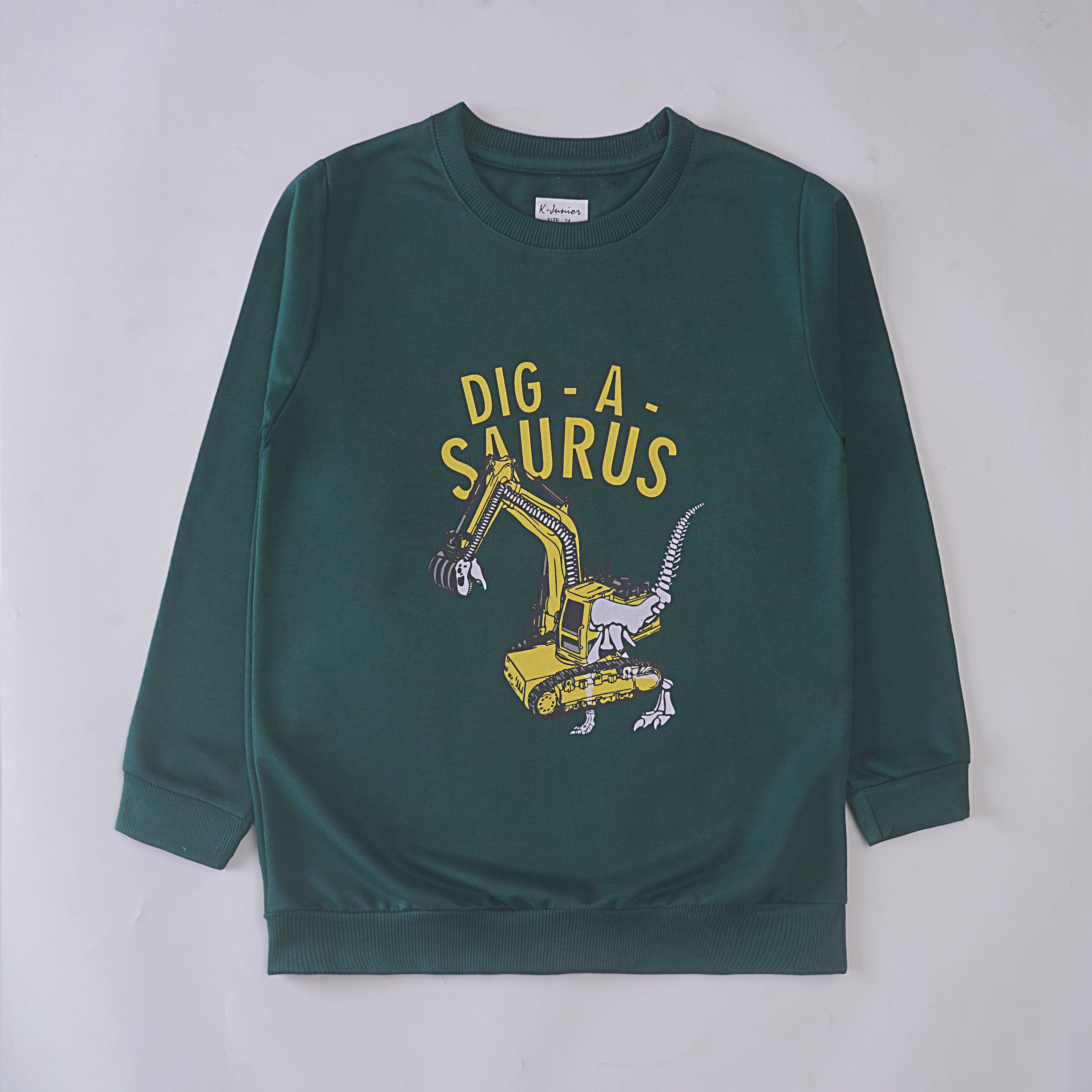 Boys Printed Full Sleeve SweatShirt ( Dig A Sauraus )