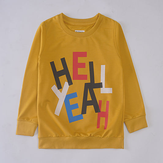 Boys Printed Full Sleeve Sweat T-Shirt (Hell-Yeah)