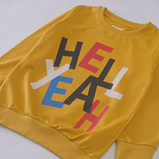 Boys Printed Full Sleeve Sweat T-Shirt (Hell-Yeah)