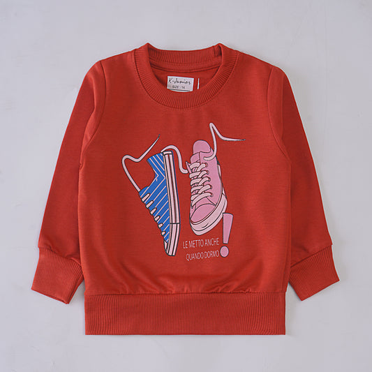 Boys Printed Full Sleeve Sweat T-Shirt (Shoes)