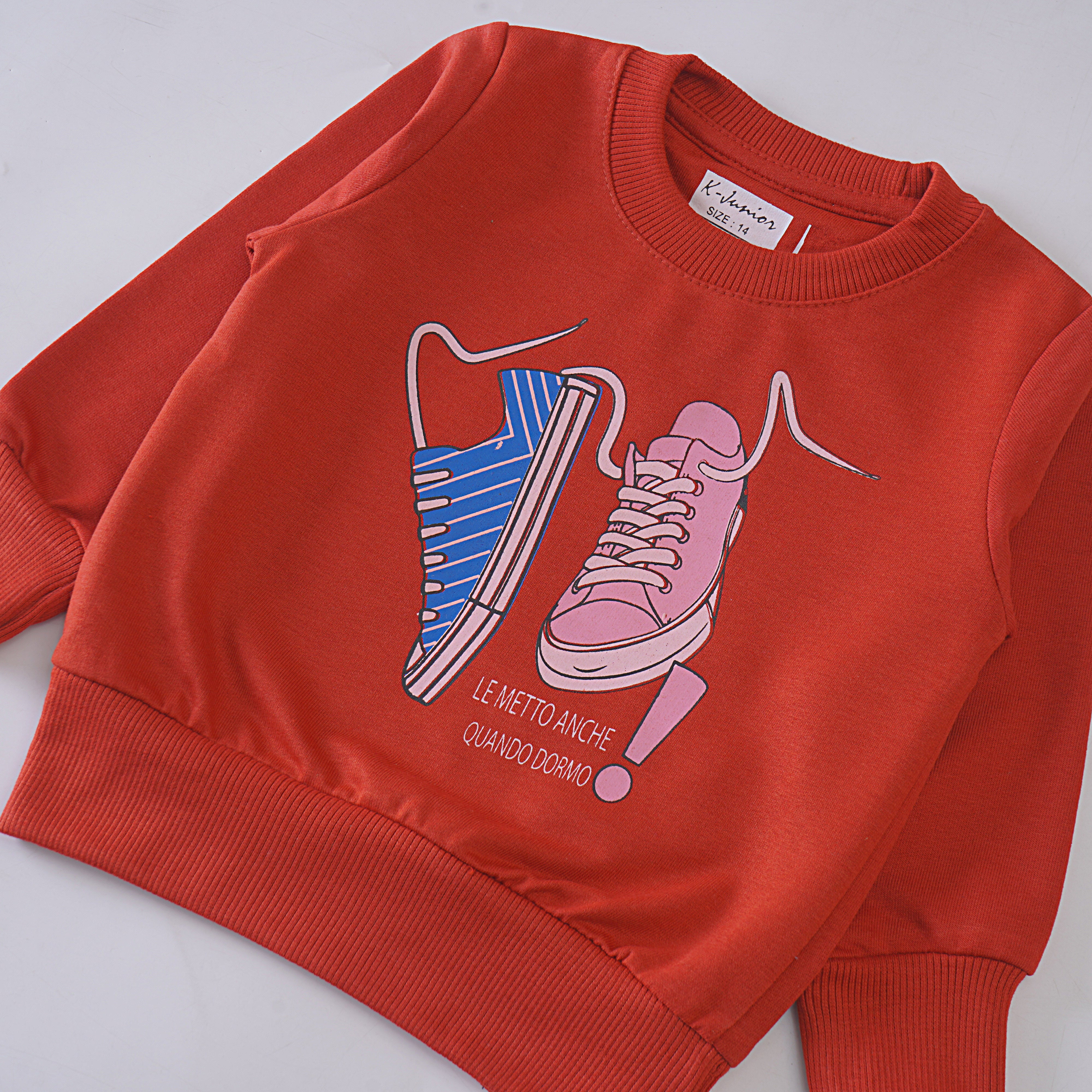 Boys Printed Full Sleeve Sweat T-Shirt (Shoes)