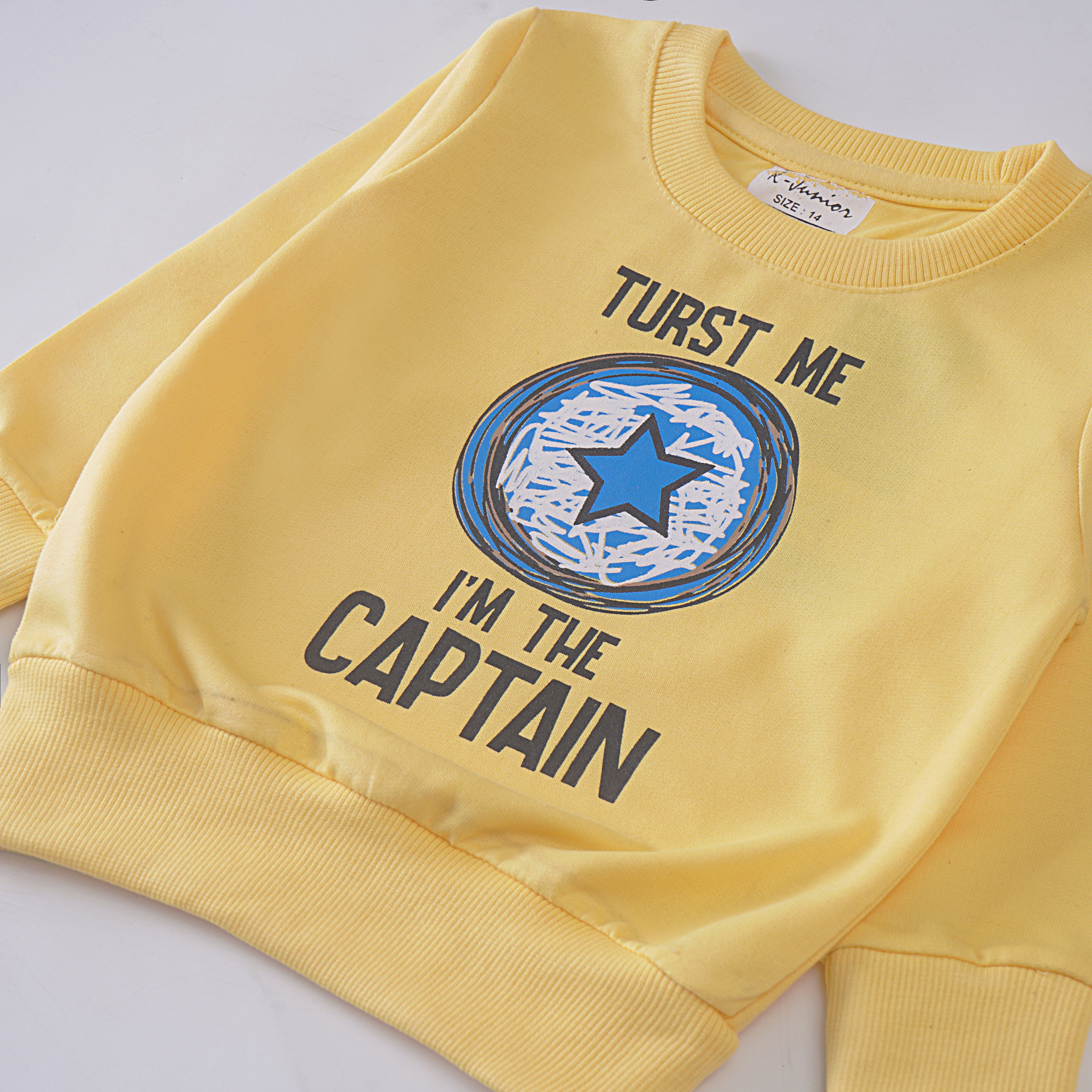 Boys Printed Full Sleeve Sweat T-Shirt (Trust-Me)