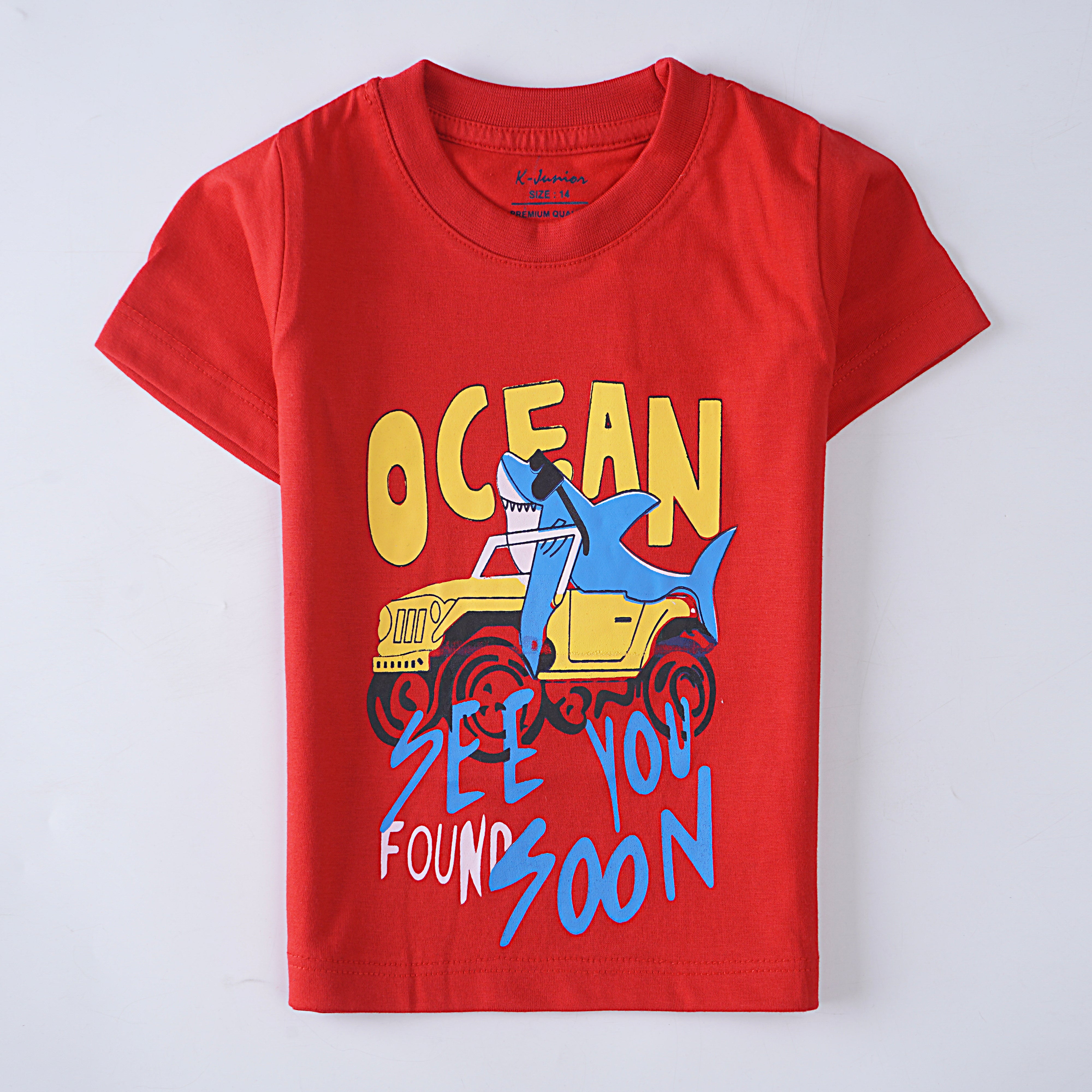 Boys Half Sleeves-Printed T-Shirt (Ocean)