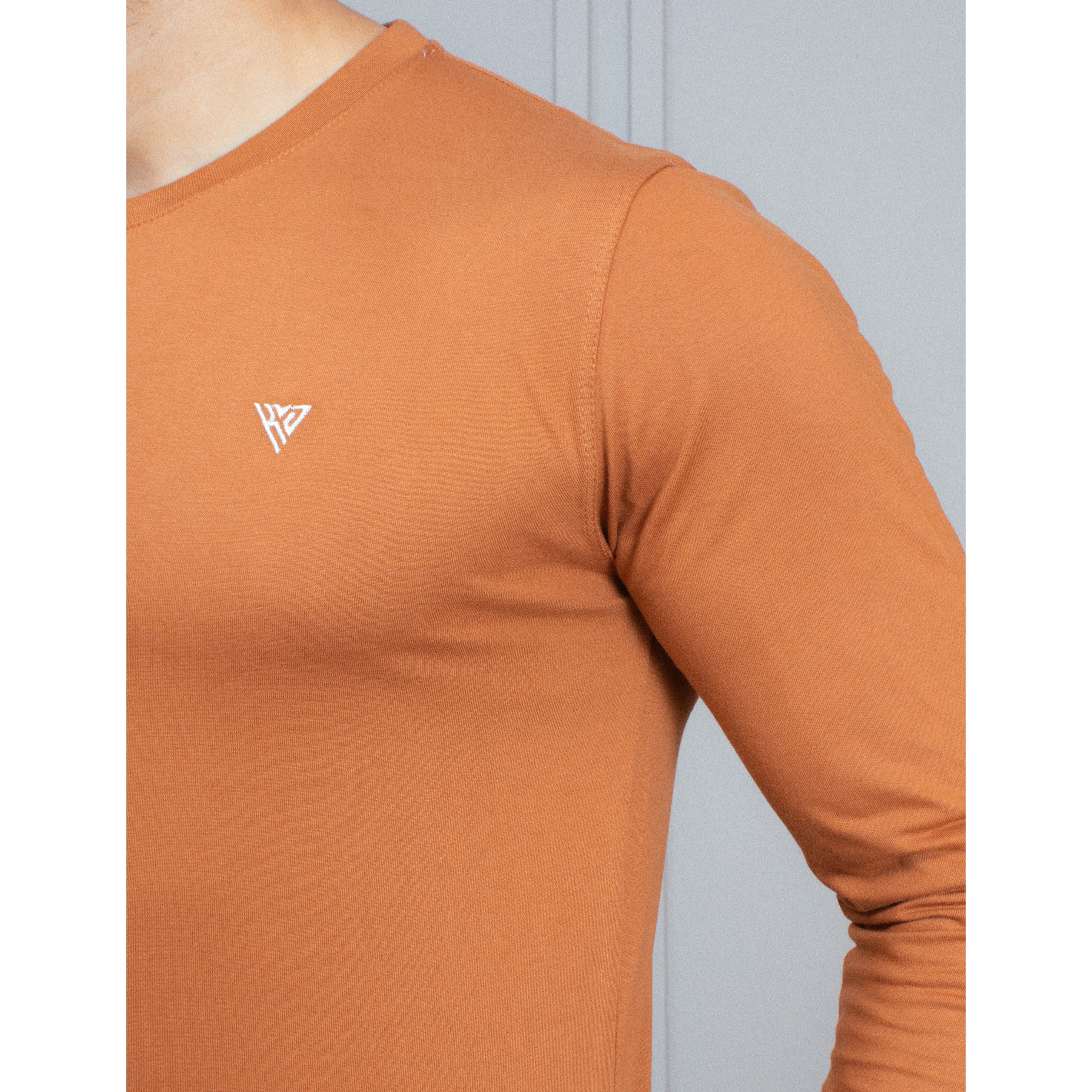 Men's full Sleeve Round Neck T-Shirt Camel Brown