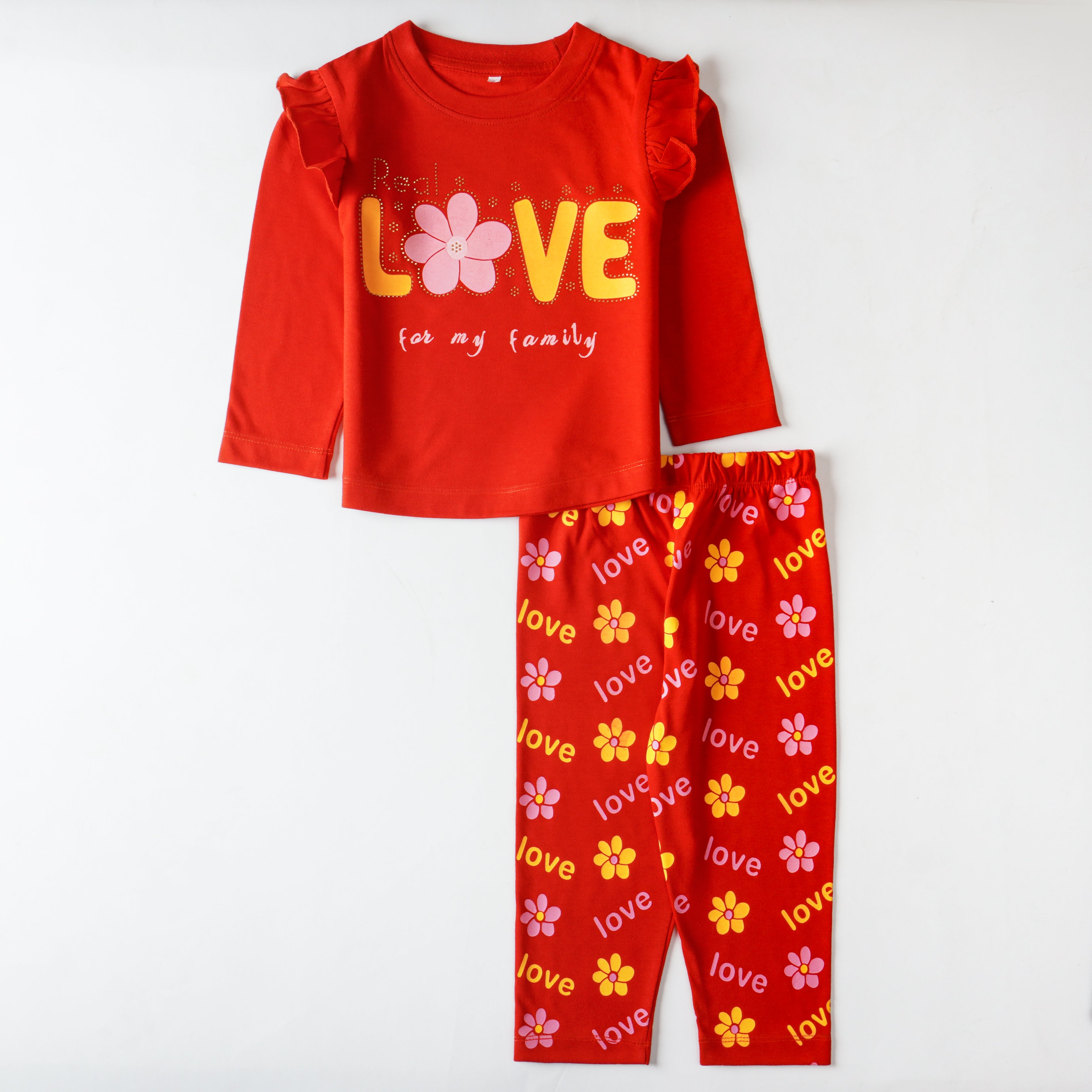 Girls Printed Full Sleeve Suit (Love)