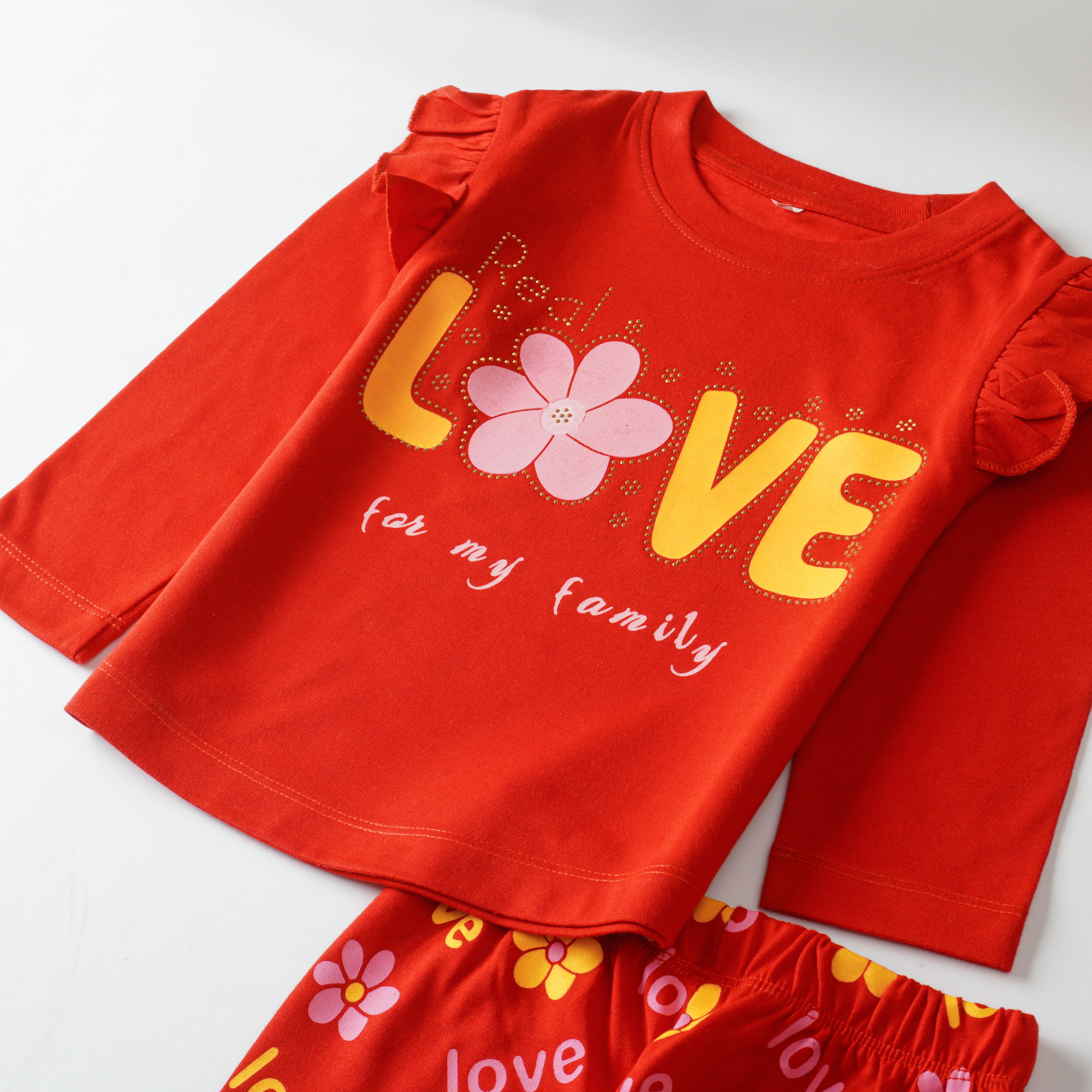 Girls Printed Full Sleeve Suit (Love)