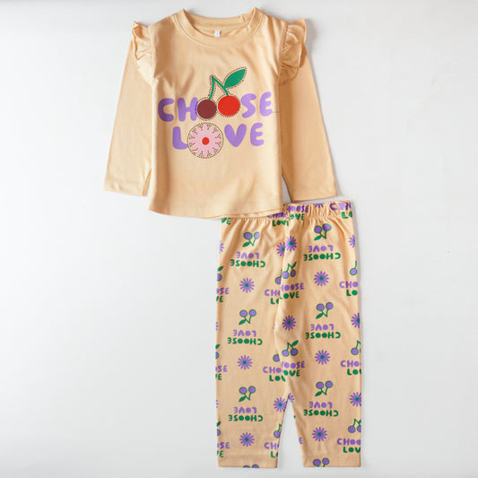 Girls Printed Full Sleeve Suit (Choose Love)