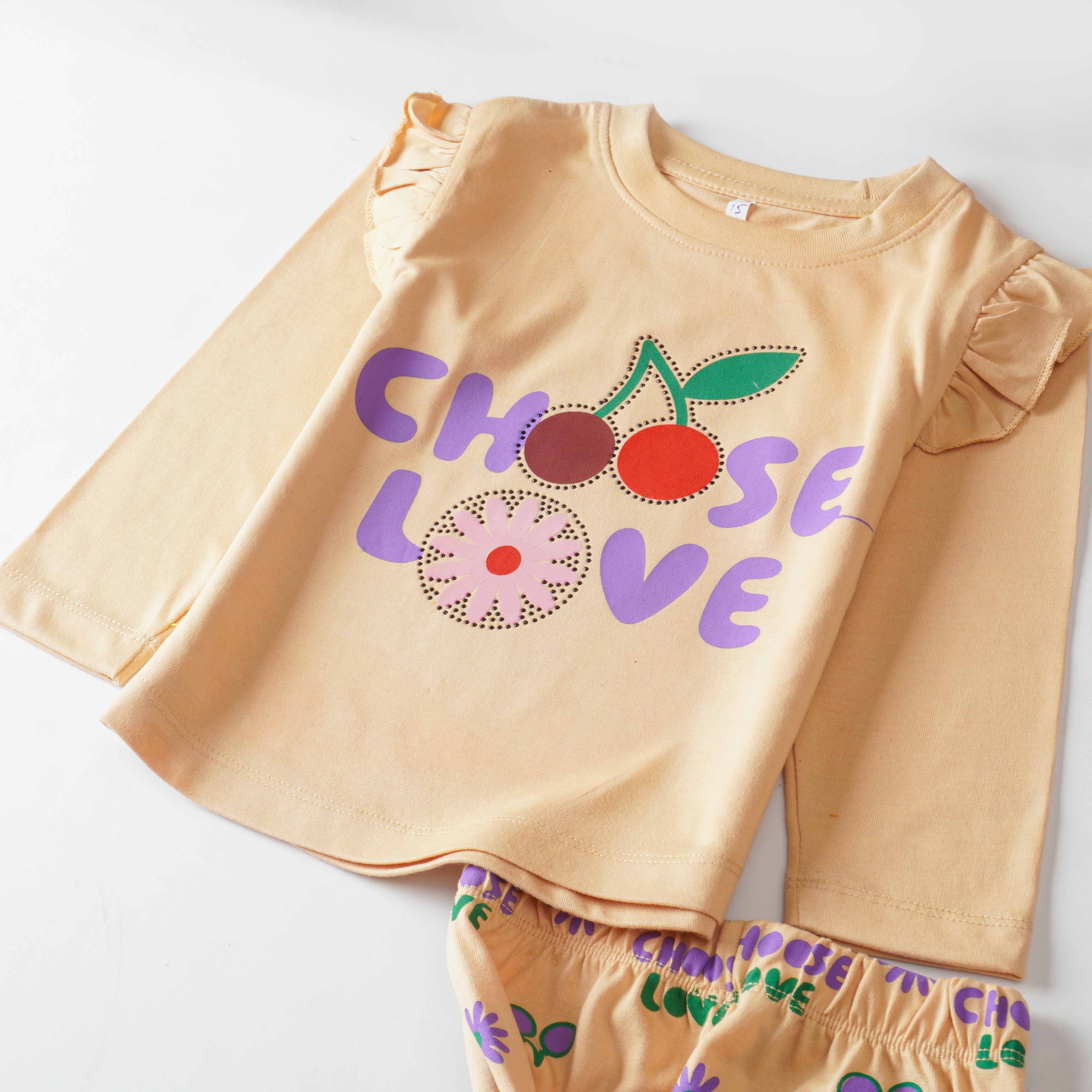 Girls Printed Full Sleeve Suit (Choose Love)