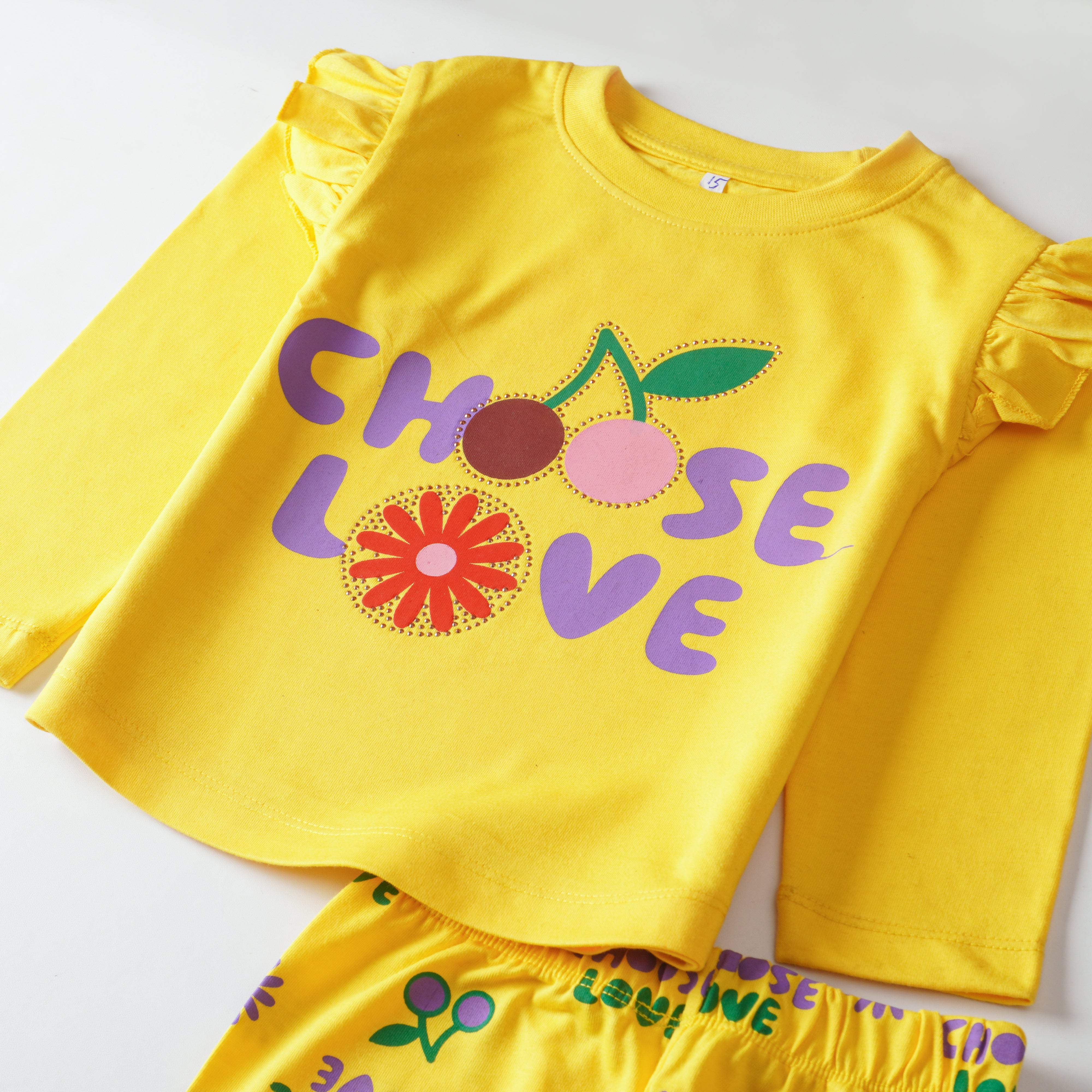 Girls Printed Full Sleeve Suit (Choose Love)