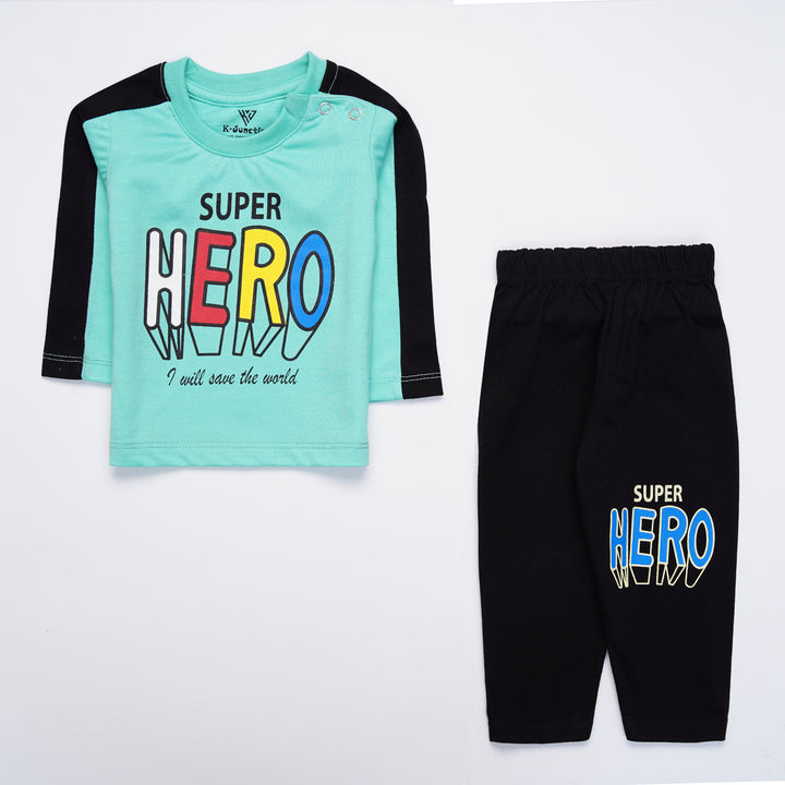 Infant Baba Printed Full Sleeve Suit (Super-Hero)