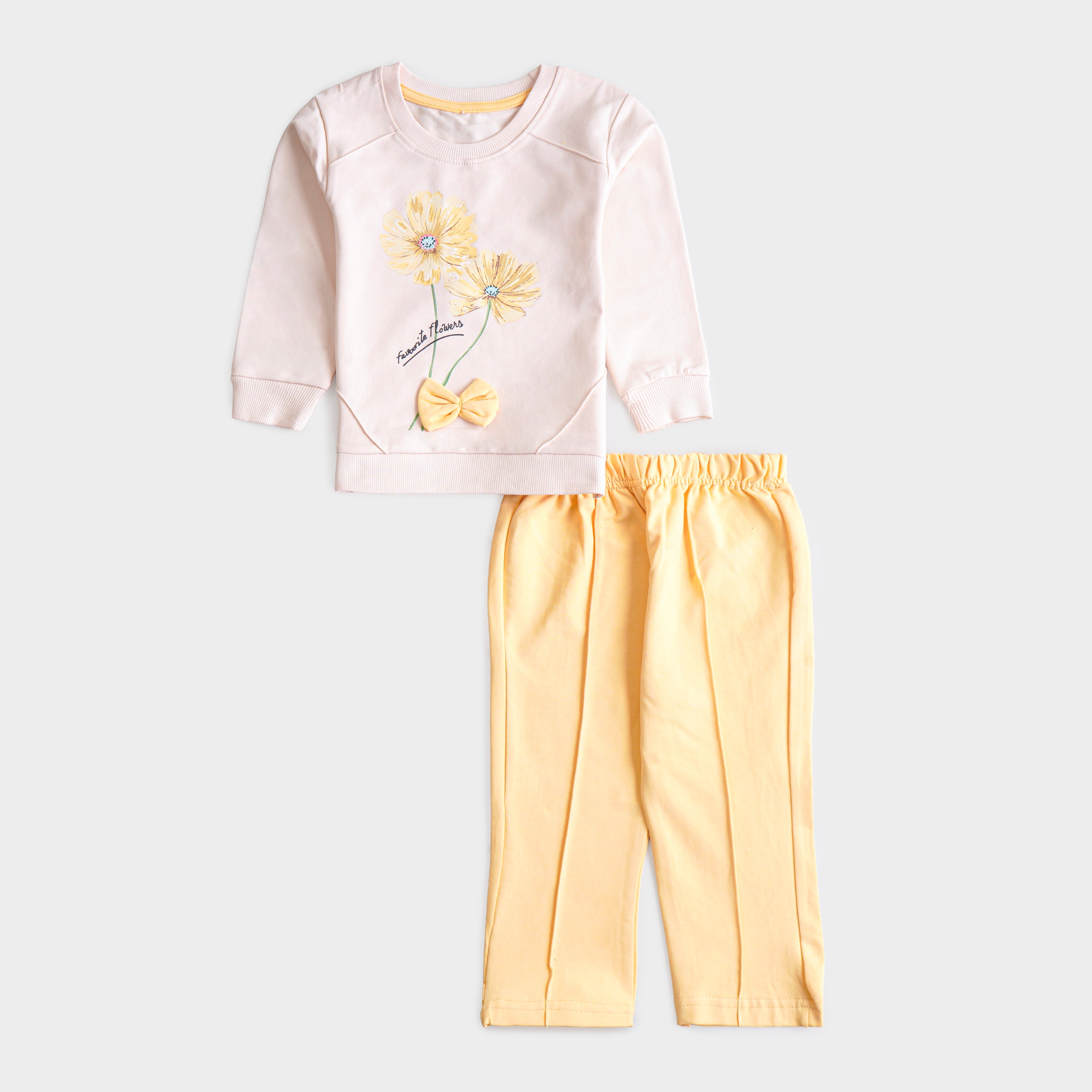 Girls 2 Pcs Winter Suit – Yellow, Pink & Green Co-ord Set (4 to 9 Years)