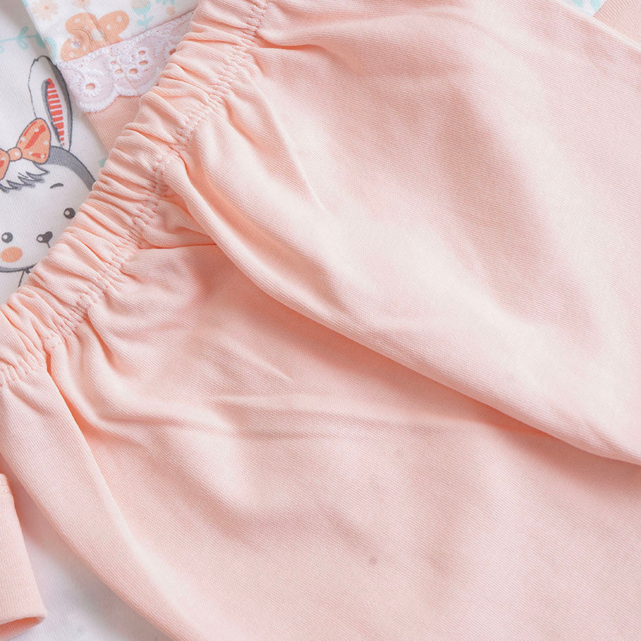 Infant Girls 3 Pcs Suit – Cozy Green, Peach & Pink Baby Outfit Set (3-6 Months)