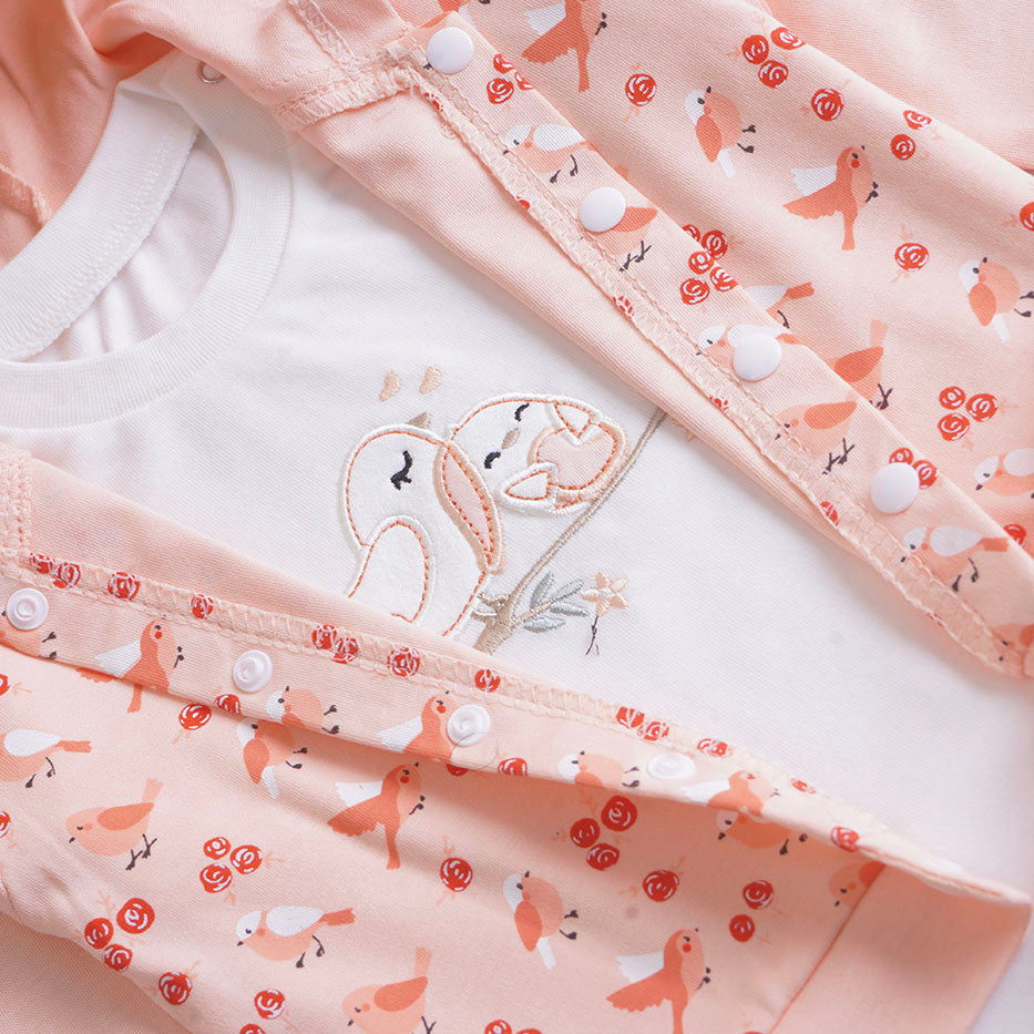 Infant Girls 3 Pcs Suit – Peach, Green & Pink Baby Winter Set (3-6 Months)