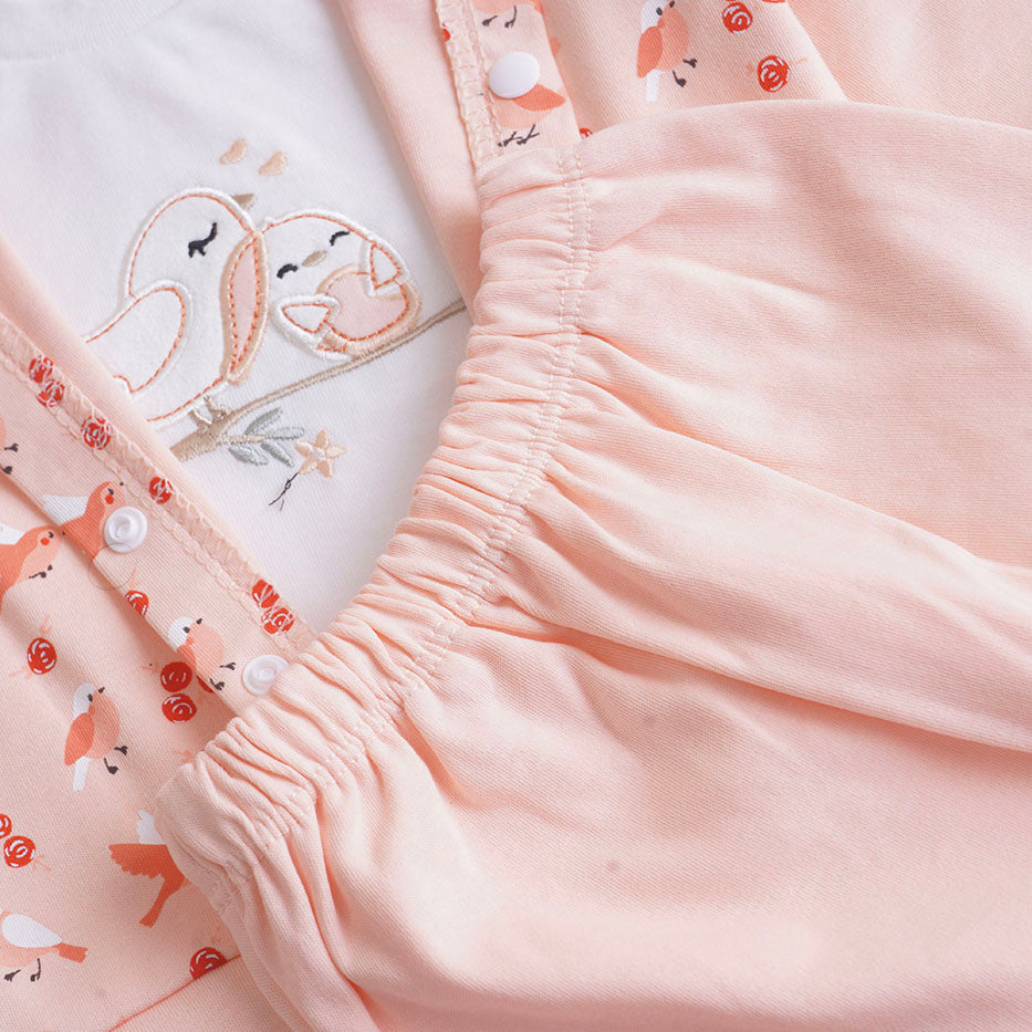 Infant Girls 3 Pcs Suit – Peach, Green & Pink Baby Winter Set (3-6 Months)