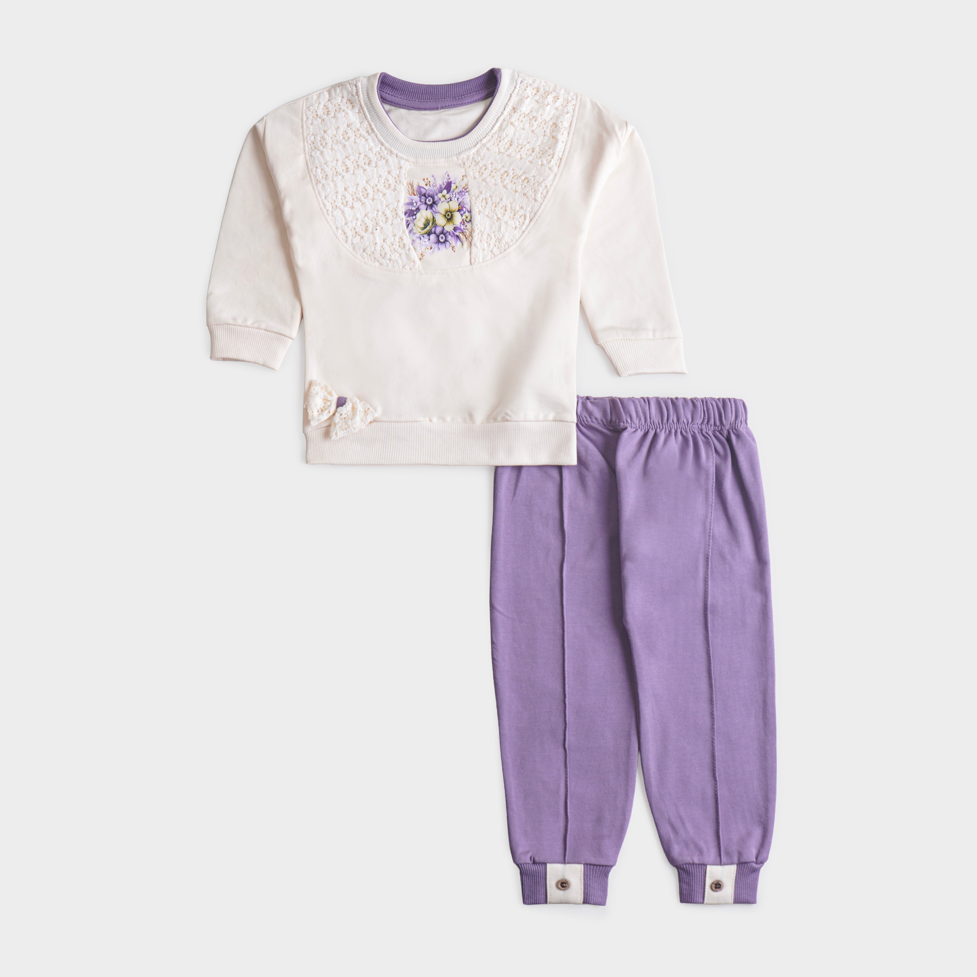 Infant Girls 2 Pcs Suit – Purple, Pink & Green Winter Set (6-9 & 9-12 Months)