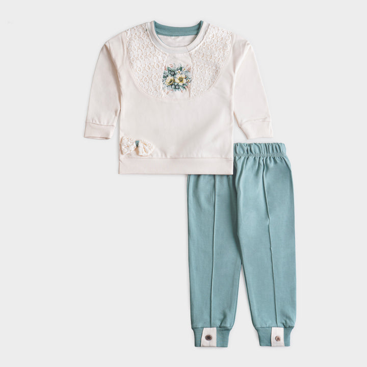 Infant Girls 2 Pcs Suit – Green, Pink & Purple Winter Set (6-9 & 9-12 Months)