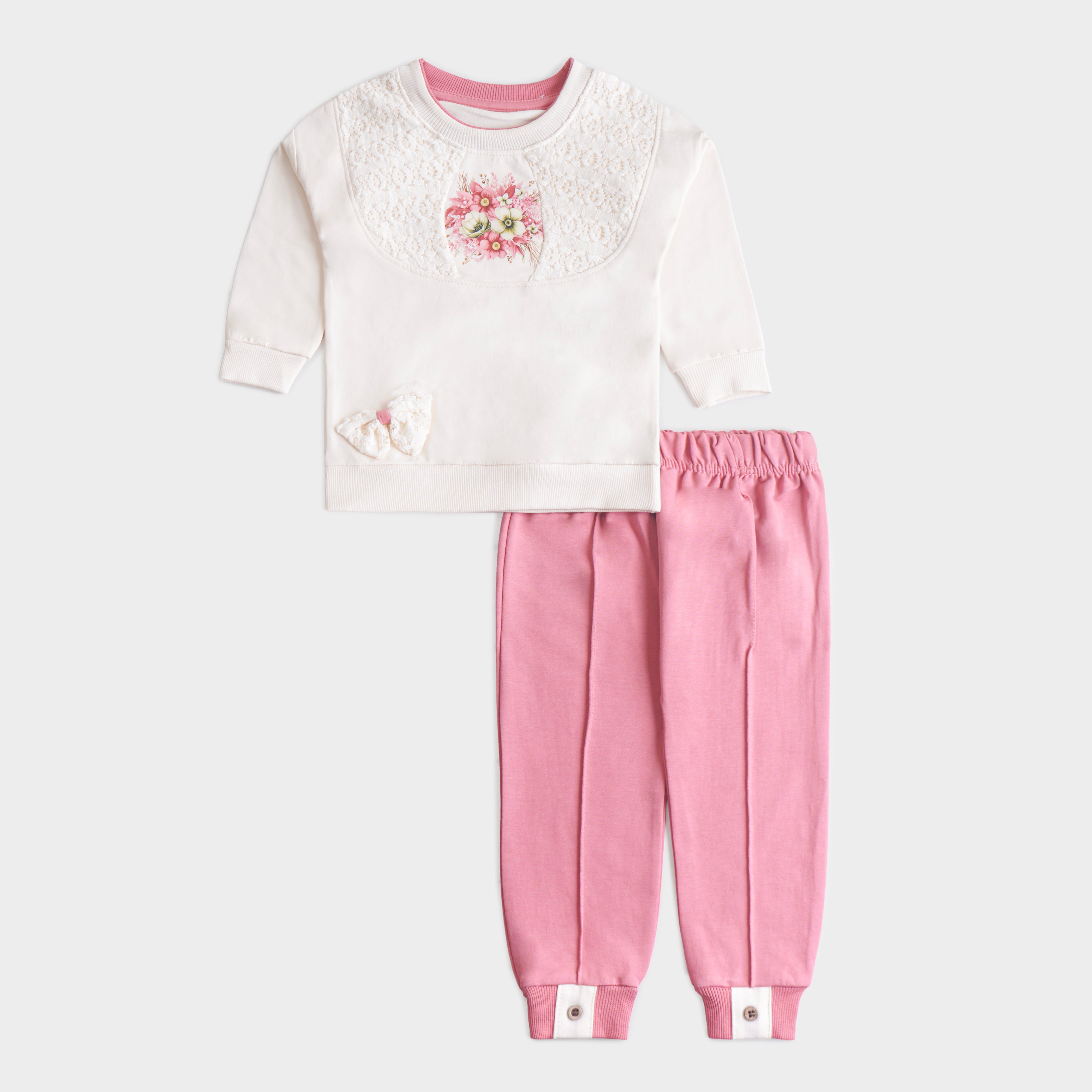 Infant Girls 2 Pcs Suit – Purple, Pink & Green Winter Set (6-9 & 9-12 Months)