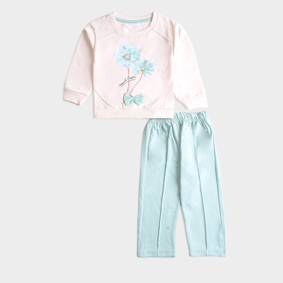 Girls 2 Pcs Winter Suit – Yellow, Pink & Green Co-ord Set (4 to 9 Years)