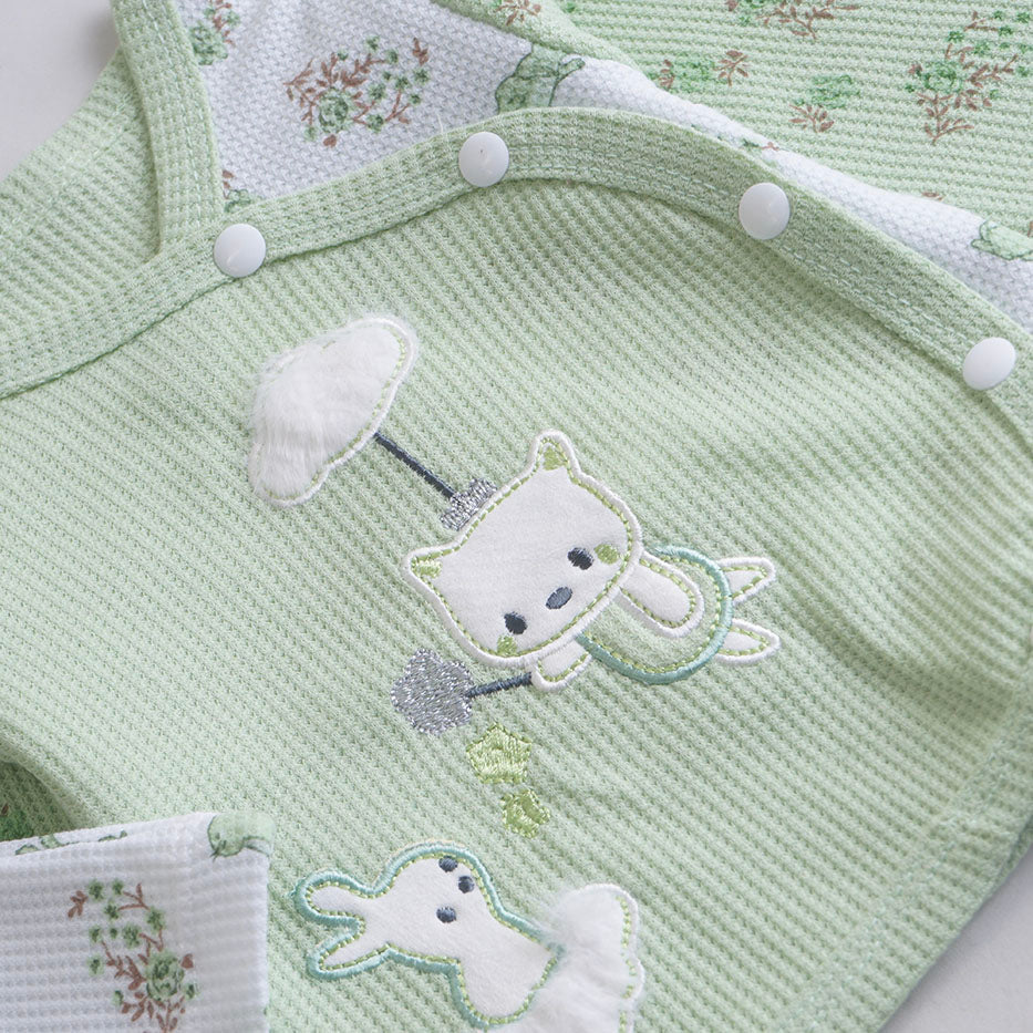 Infant Girls 2 Pcs Suit – Green & Pink Winter Outfit Set (3-6 Months)