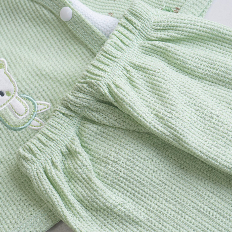 Infant Girls 2 Pcs Suit – Green & Pink Winter Outfit Set (3-6 Months)