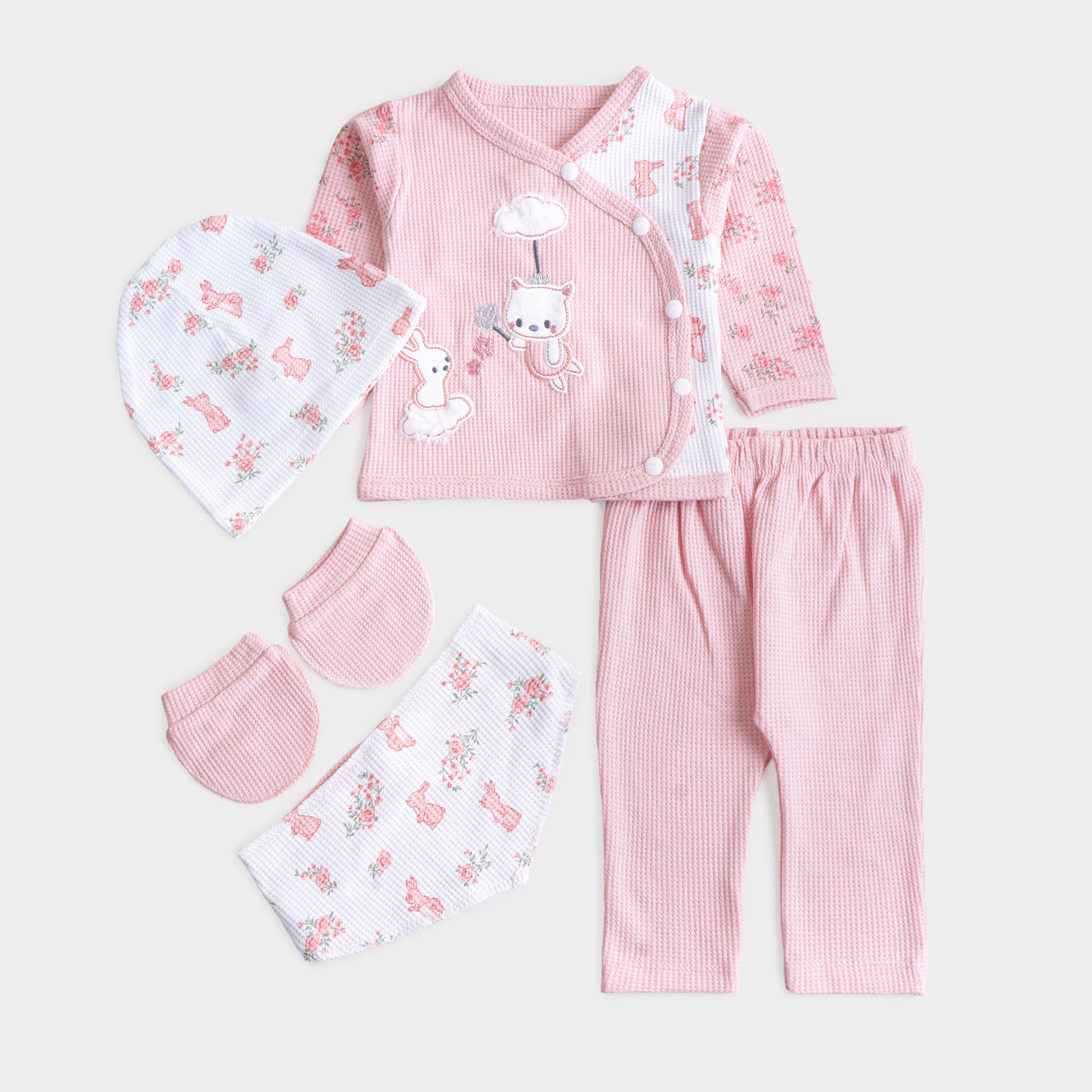 Infant Girls 2 Pcs Suit – Green & Pink Winter Outfit Set (3-6 Months)