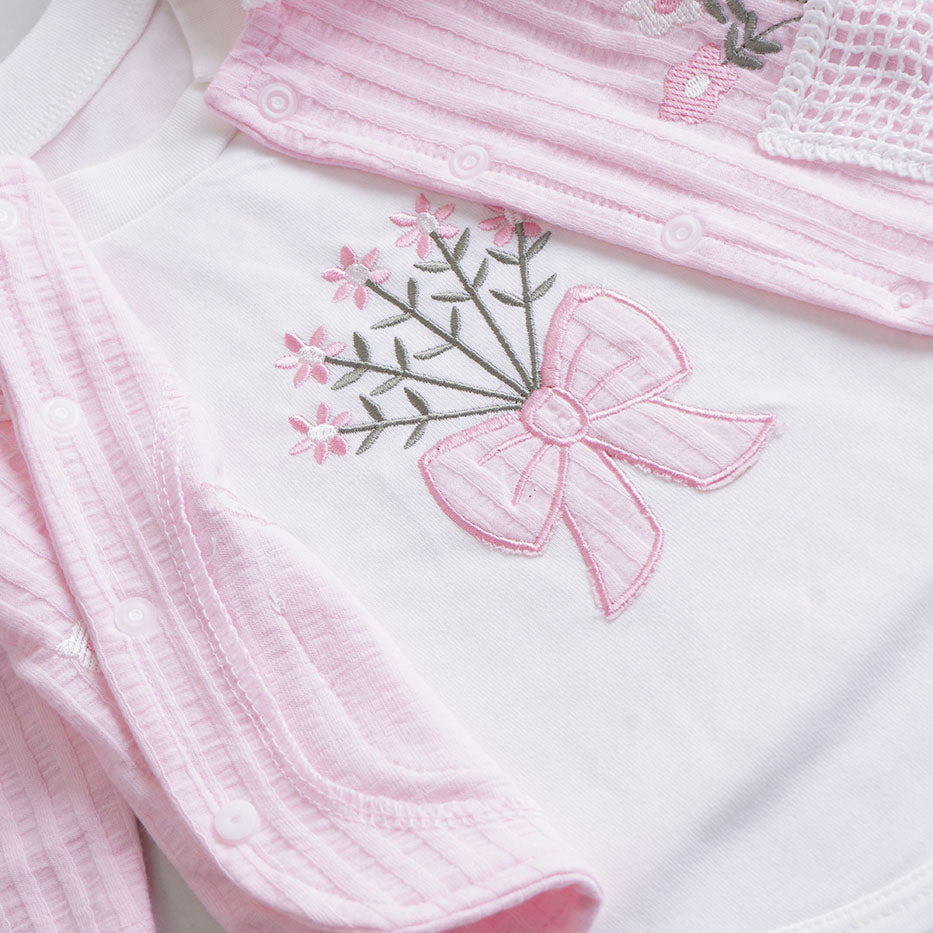 Infant Girls 3 Pcs Suit – Peach, Pink & Yellow Winter Set (3-6 Months)
