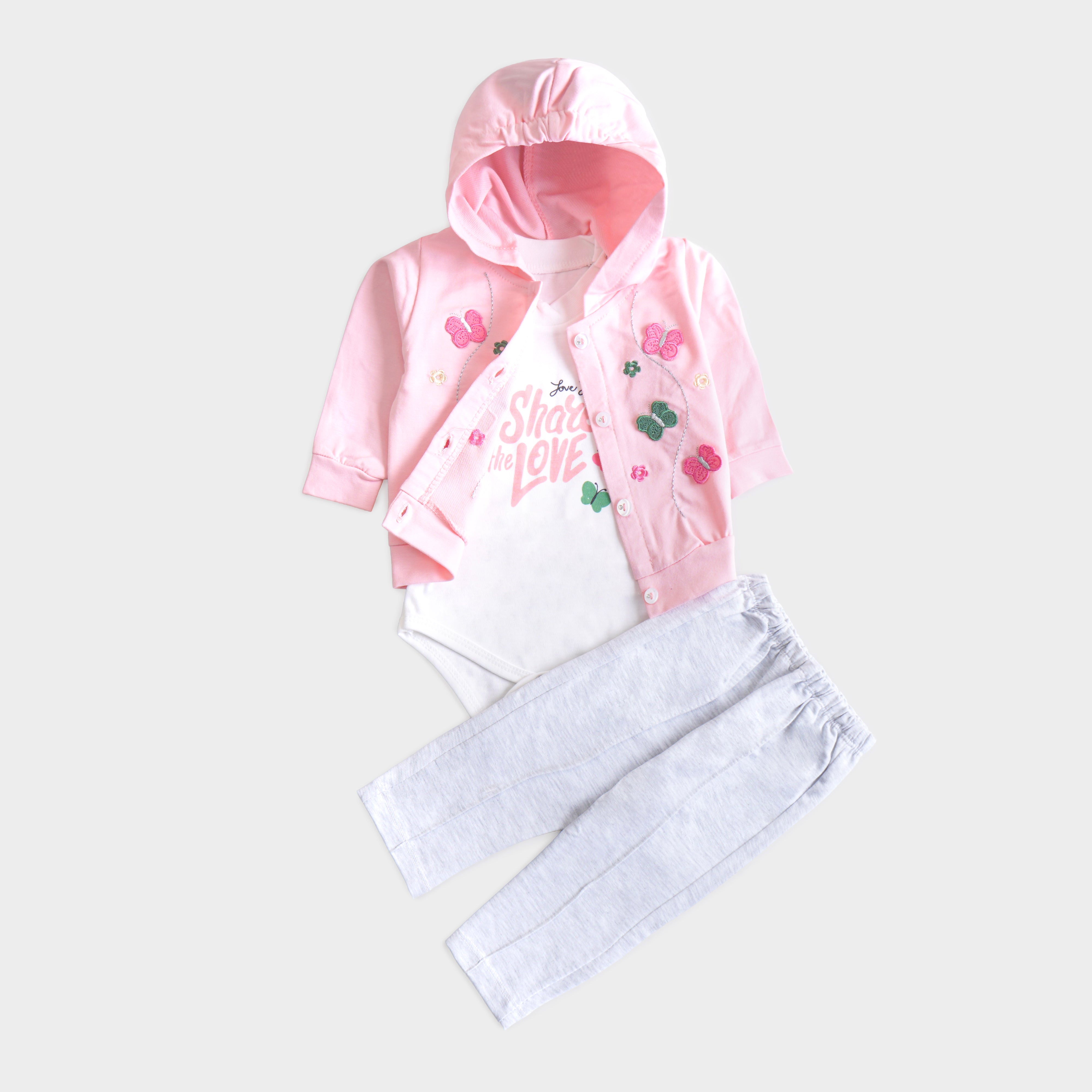 Infant Girls 3 Pcs Suit – 7 Vibrant Colors Winter Outfit Set (3-6 Months)