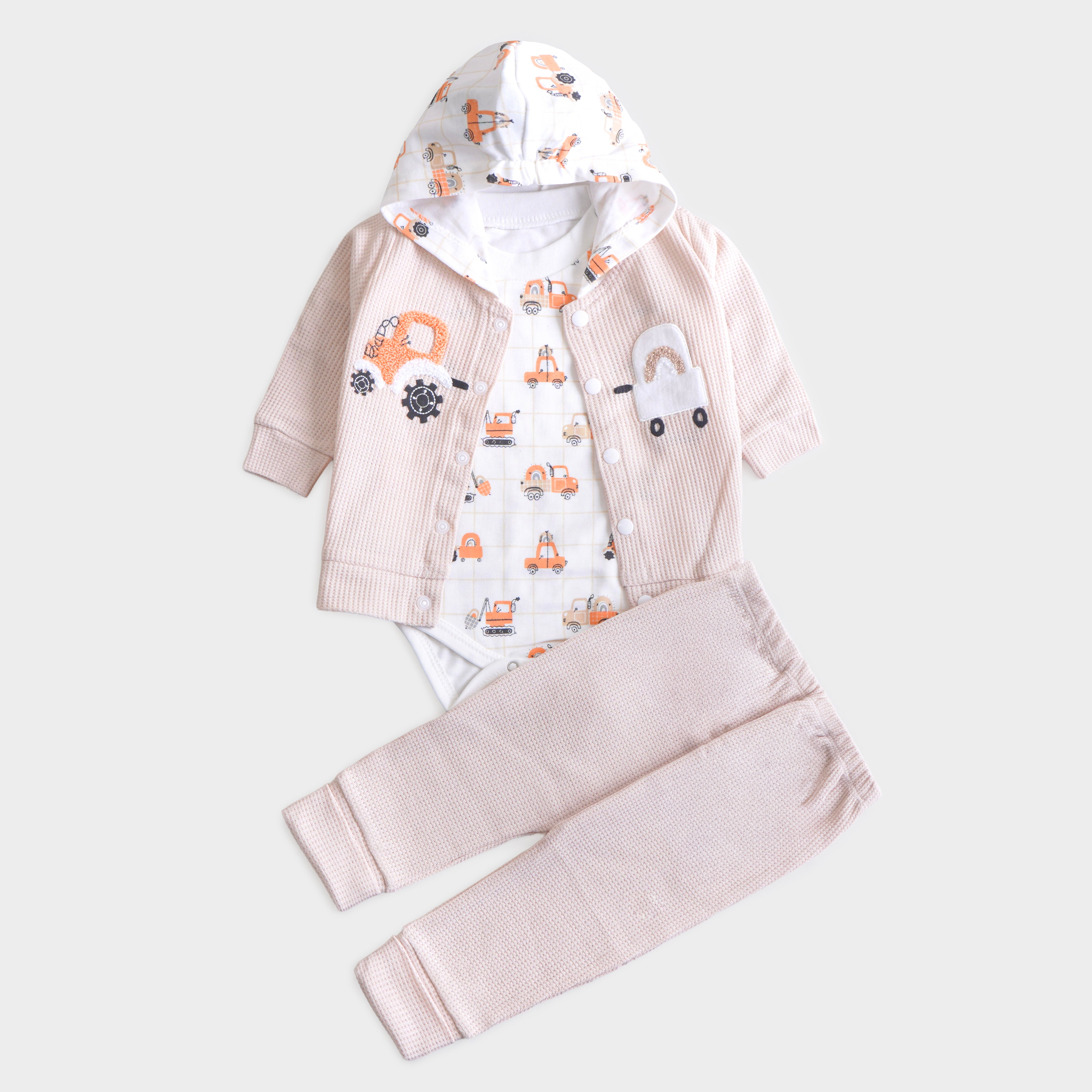 Infant Girls 3 Pcs Suit – Skin, Pink & Green Winter Outfit Set (3-6 Months)