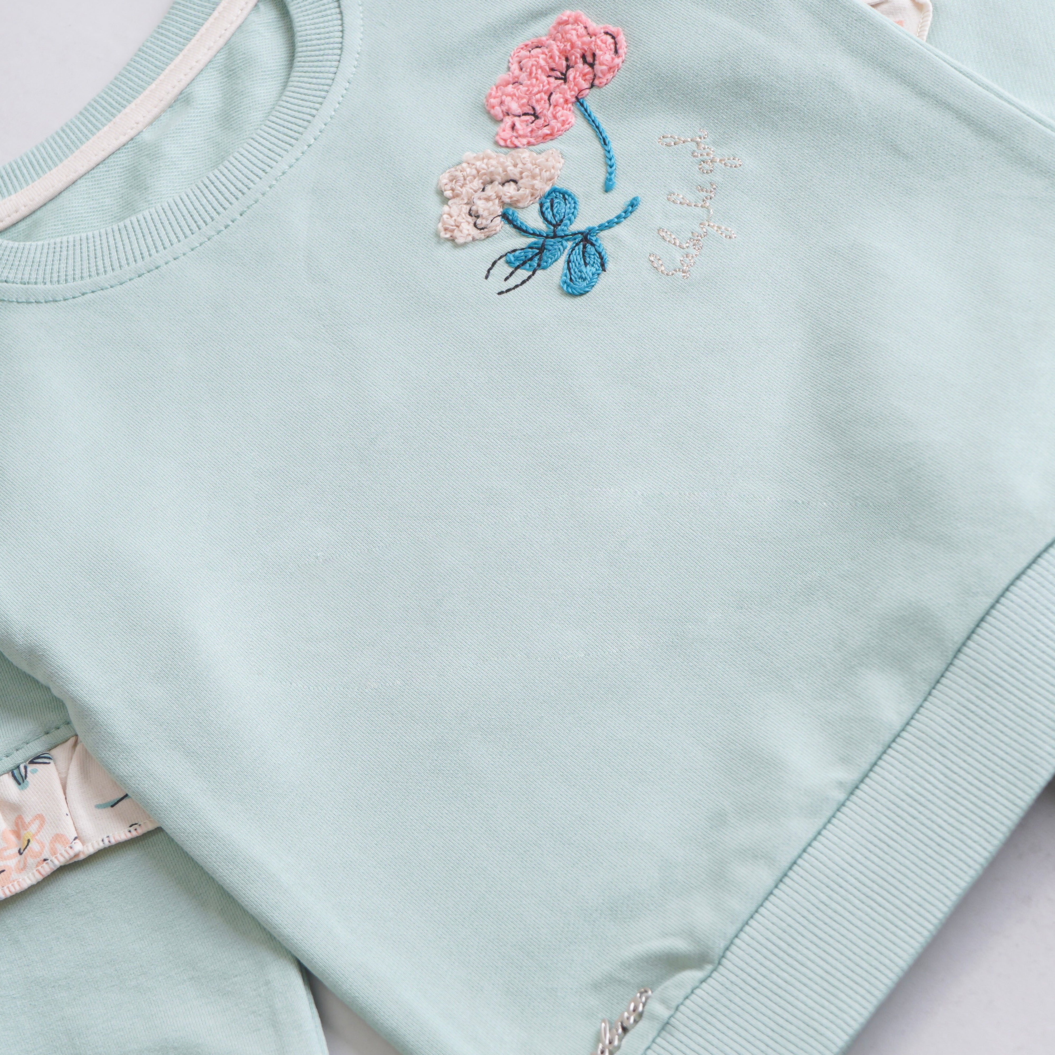Infant Girls 2 Pcs Suit – Peach, Green & Yellow Winter Set (6-9 & 9-12 Months)