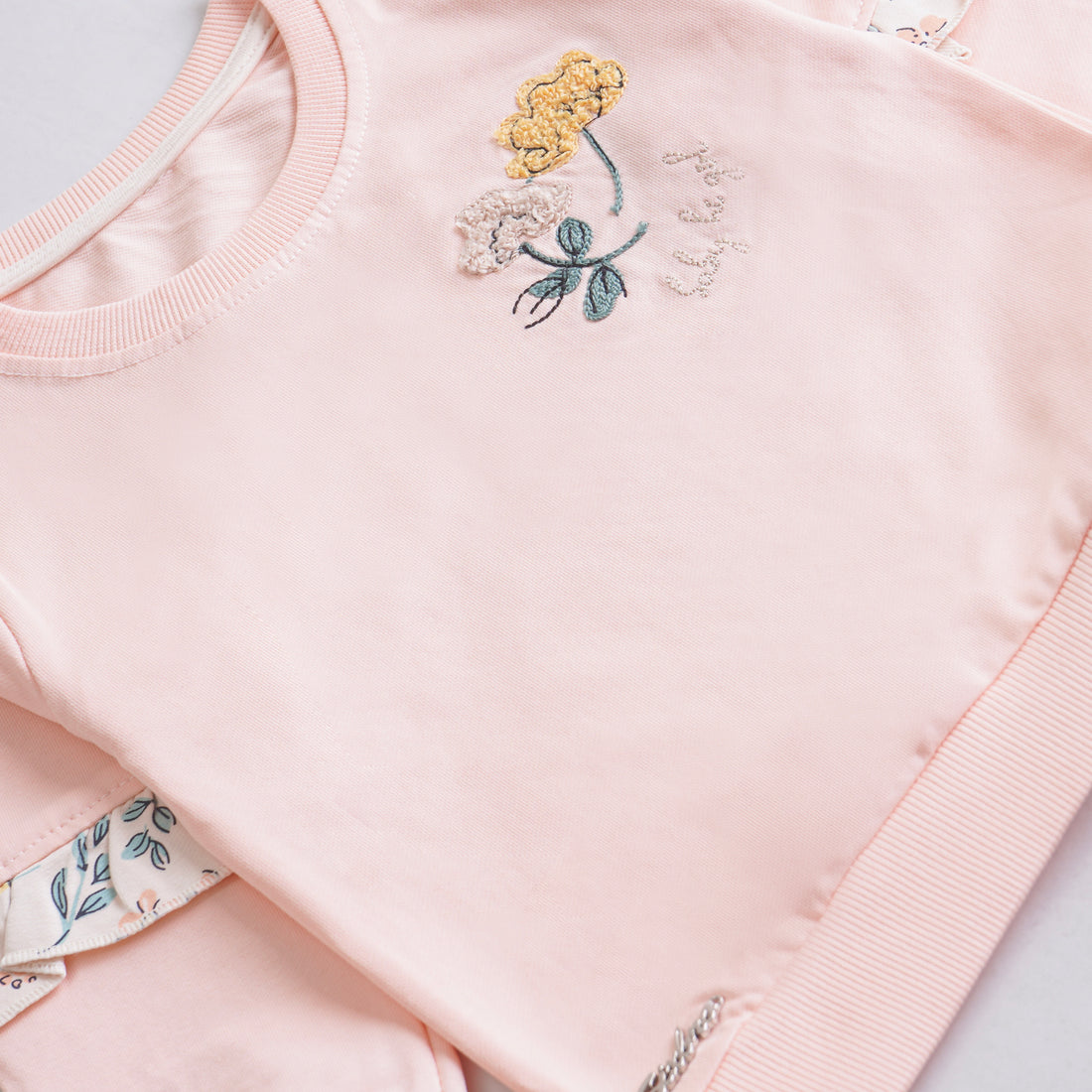 Infant Girls 2 Pcs Suit – Peach, Green & Yellow Winter Set (6-9 & 9-12 Months)