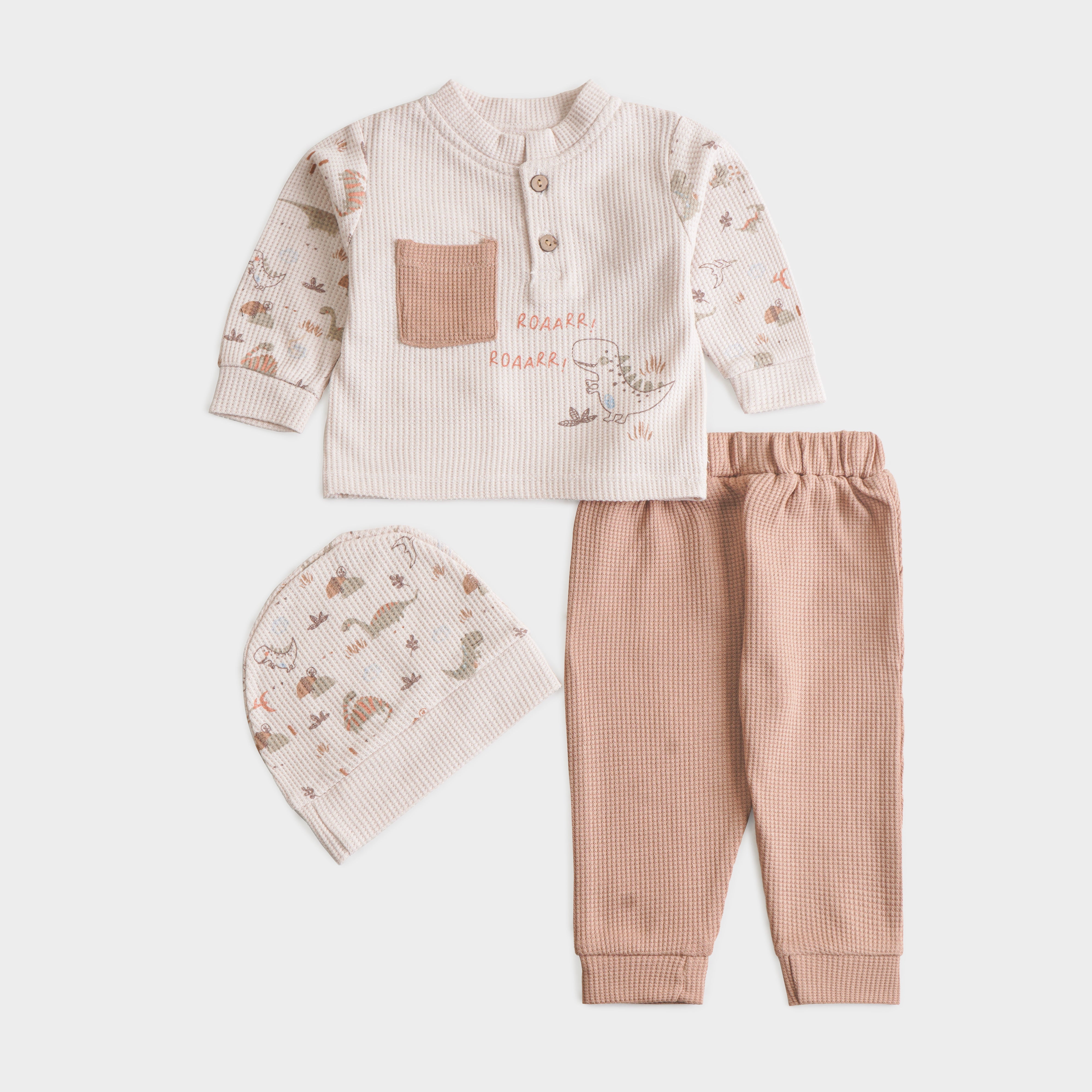 Infant Boys 3 Pcs Suit – Brown & Green Winter Outfit Set (3-6 Months)