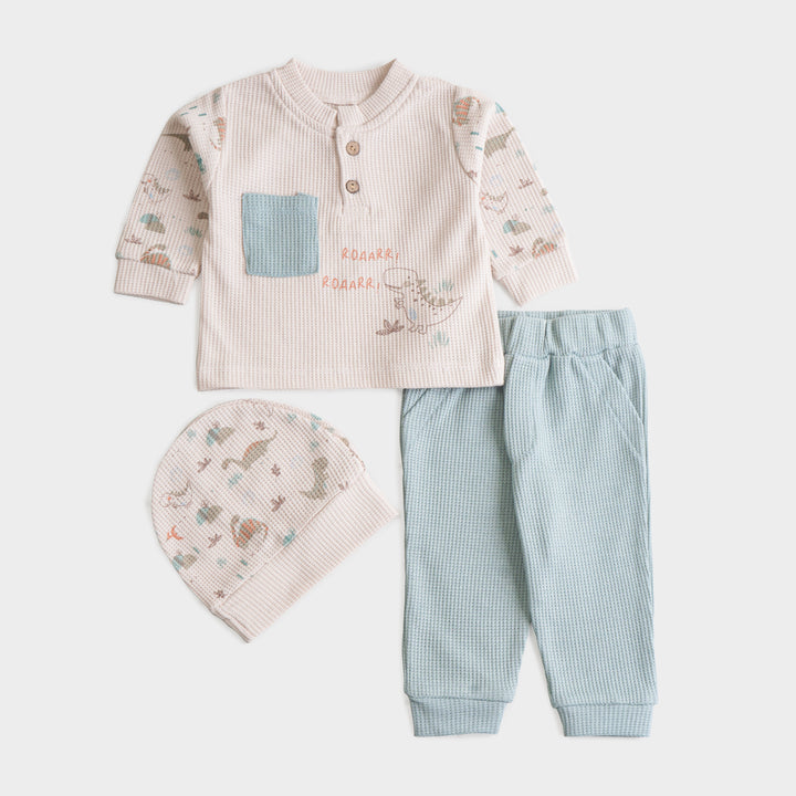 Infant Boys 3 Pcs Suit – Brown & Green Winter Outfit Set (3-6 Months)