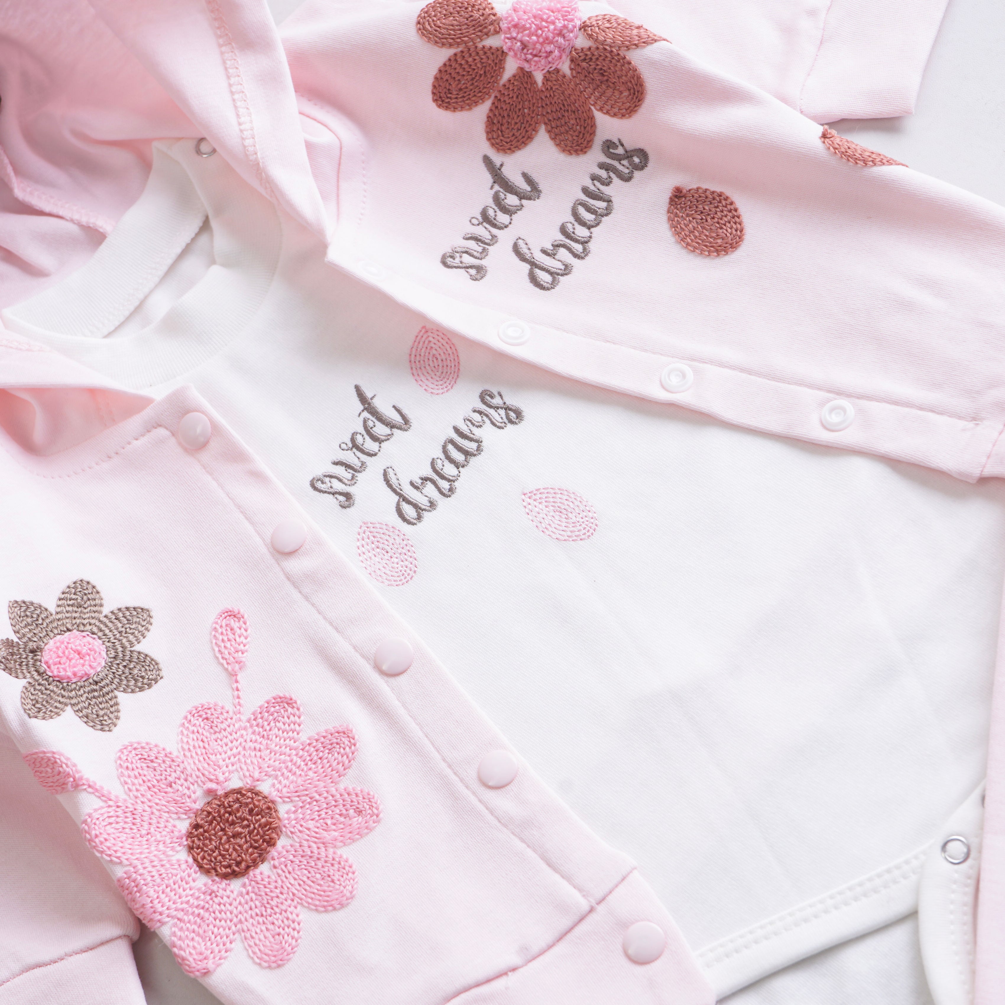 Infant Girls 3 Pcs Suit – Green, Peach, Pink & Yellow Winter Set (3-6 Months)