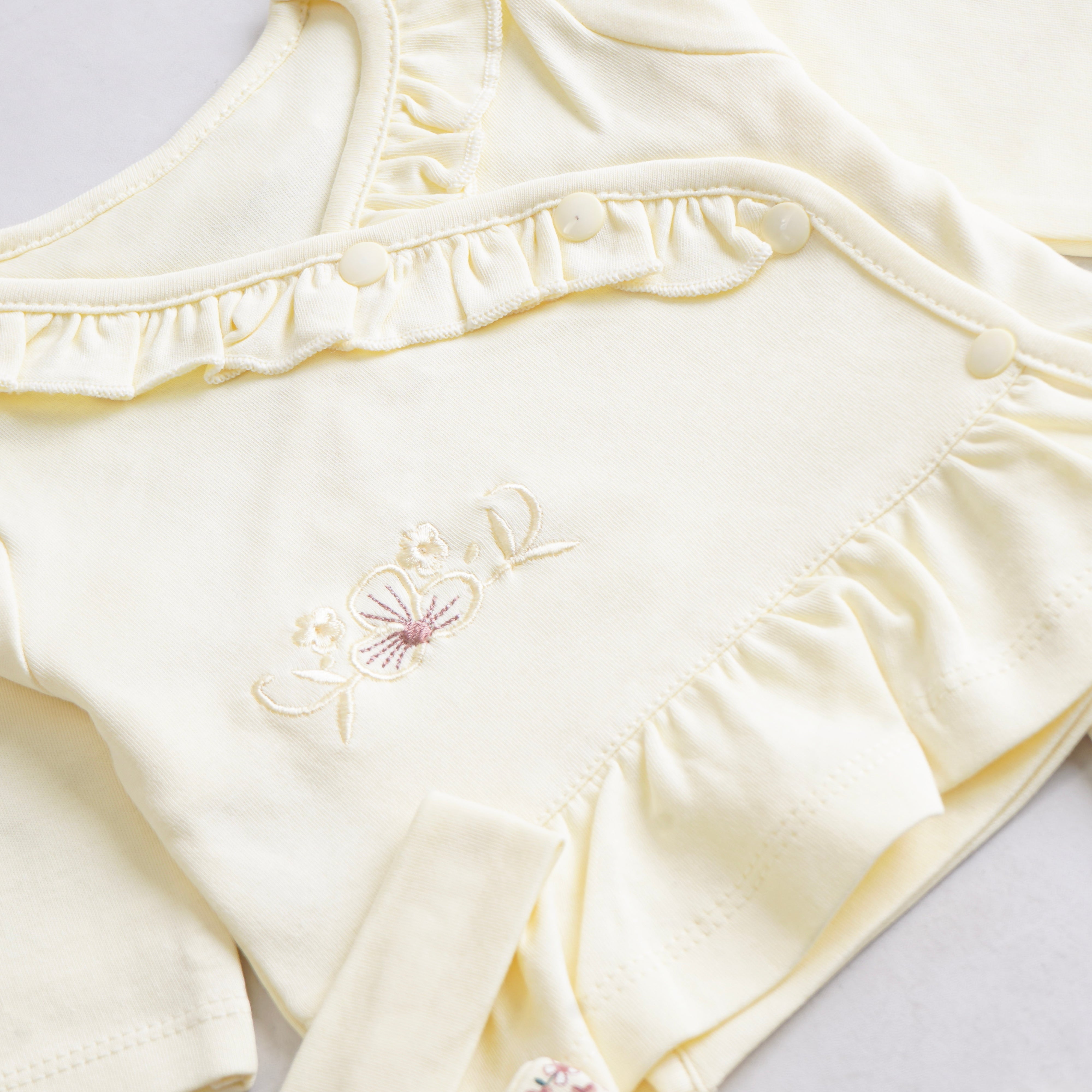 Infant Girls 3 Pcs Suit – Peach, Green & Yellow Winter Outfit Set (3-6 Months)
