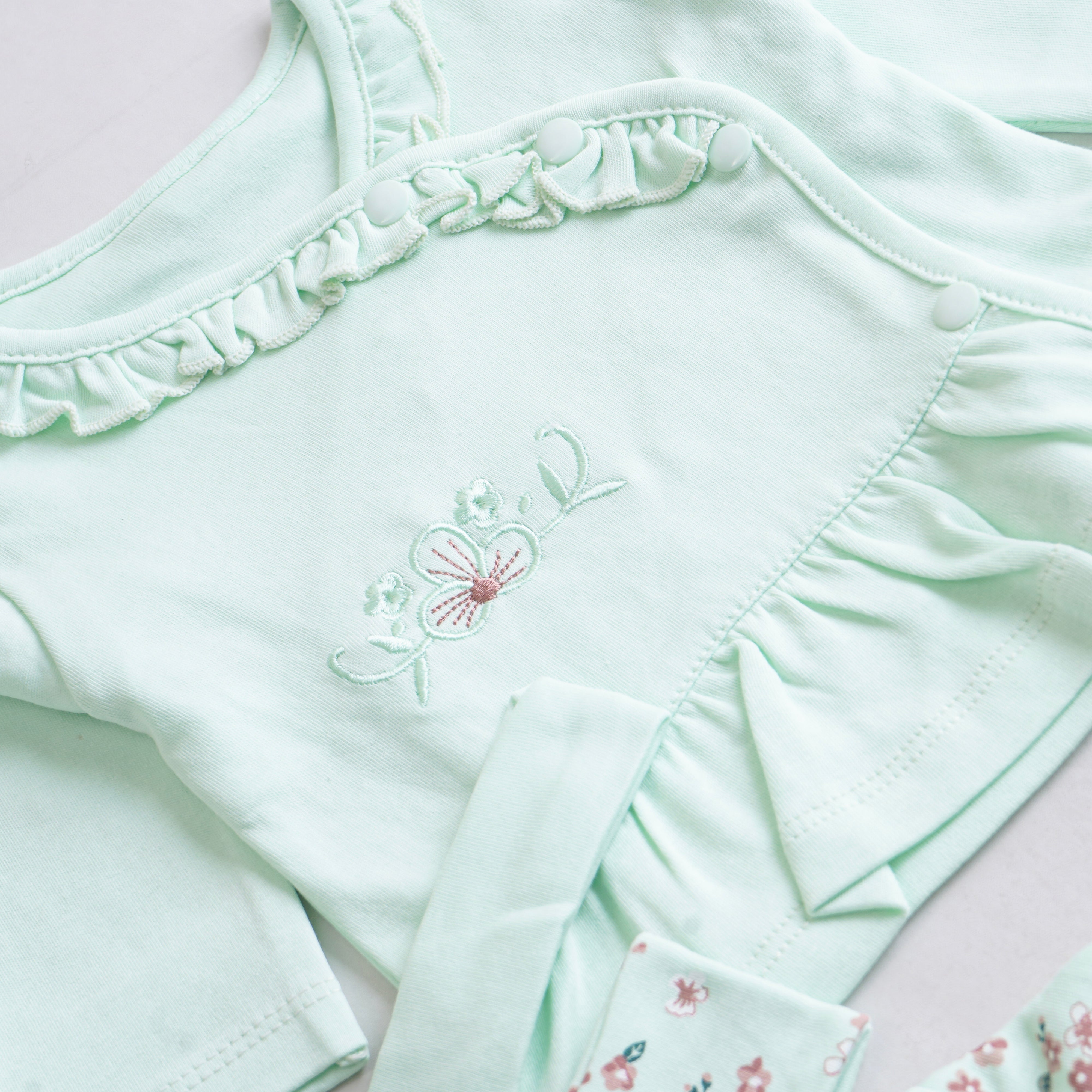 Infant Girls 3 Pcs Suit – Peach, Green & Yellow Winter Outfit Set (3-6 Months)