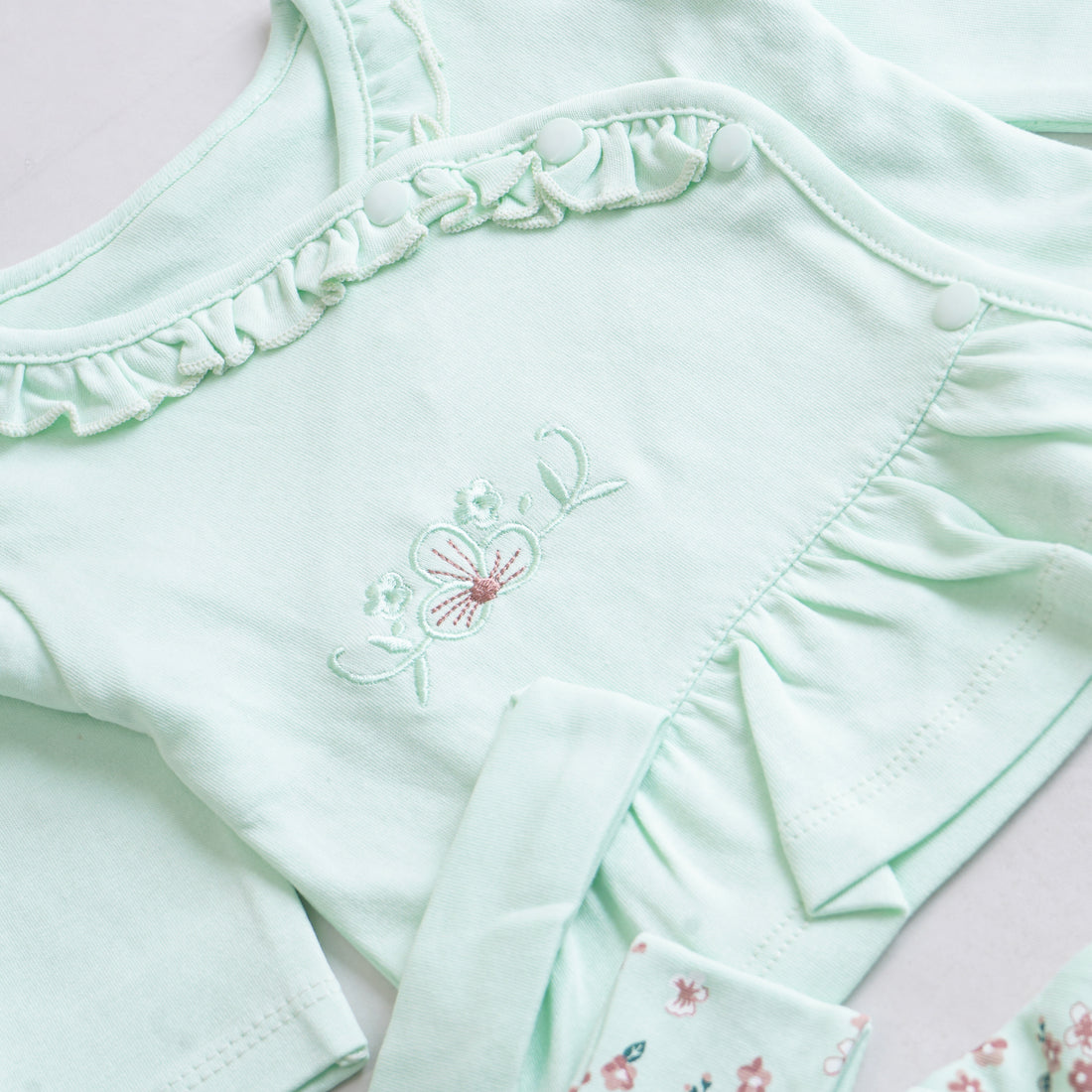 Infant Girls 3 Pcs Suit – Peach, Green & Yellow Winter Outfit Set (3-6 Months)