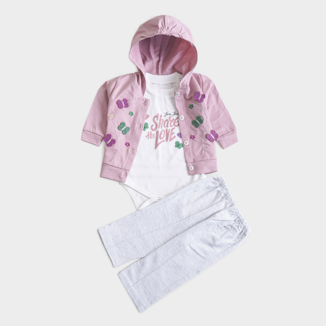 Infant Girls 3 Pcs Suit – 7 Vibrant Colors Winter Outfit Set (3-6 Months)